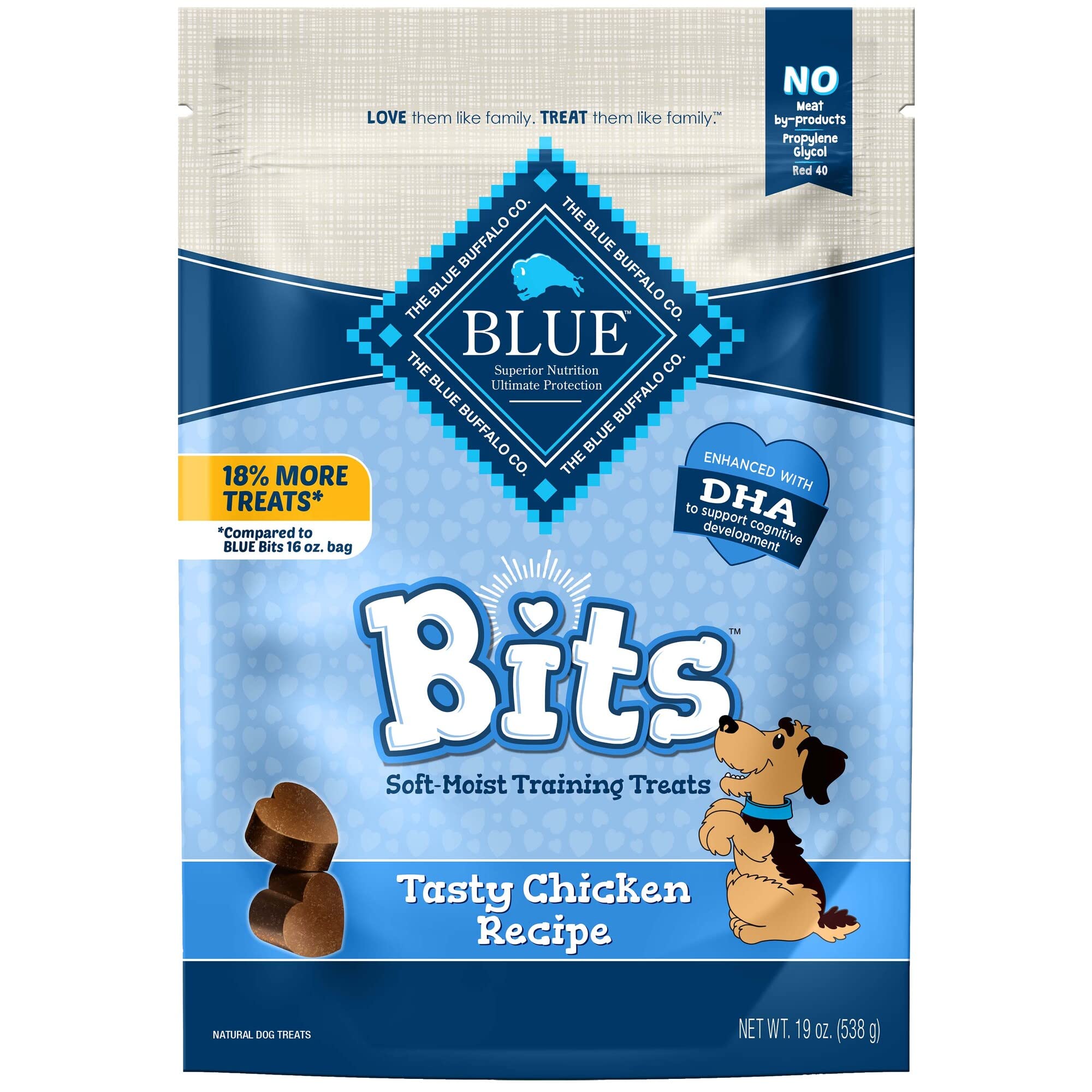 Blue Buffalo Bits Soft Dog Treats for Training, Made With Natural Ingredients & Enhanced with DHA, Chicken Recipe, 19-oz Bag
