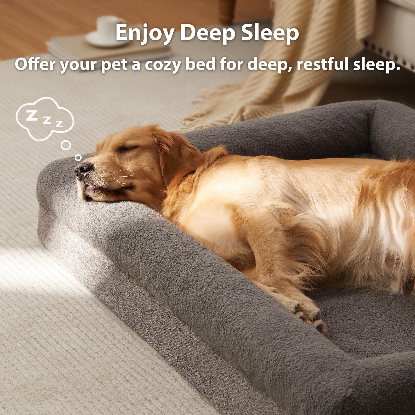 Rrpethome Washable Dog Beds Large Sized Dog Couch, Extra Large Orthopedic Dogs Beds With Removable Cover, Waterproof Pet Bed Wit