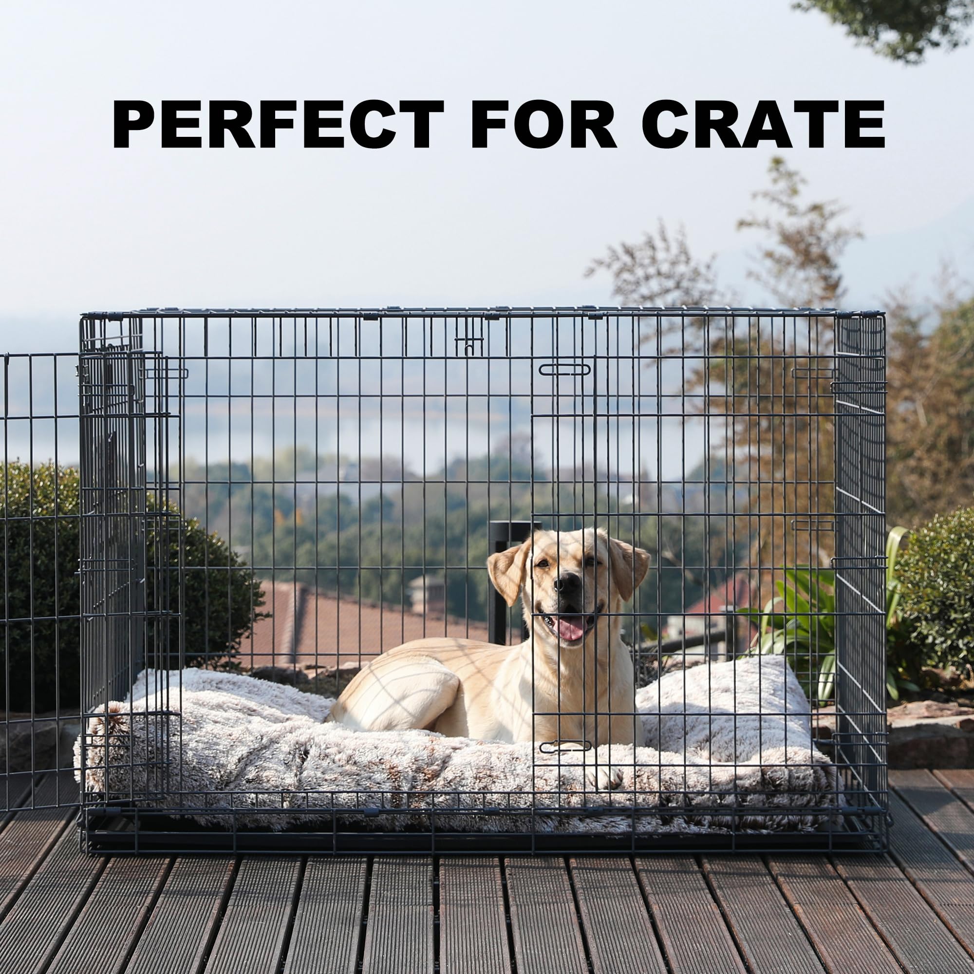 Bedfolks Plush Dog Crate Bed, Waterproof, Faux Fur, Xxl, 47''X29'', Brown