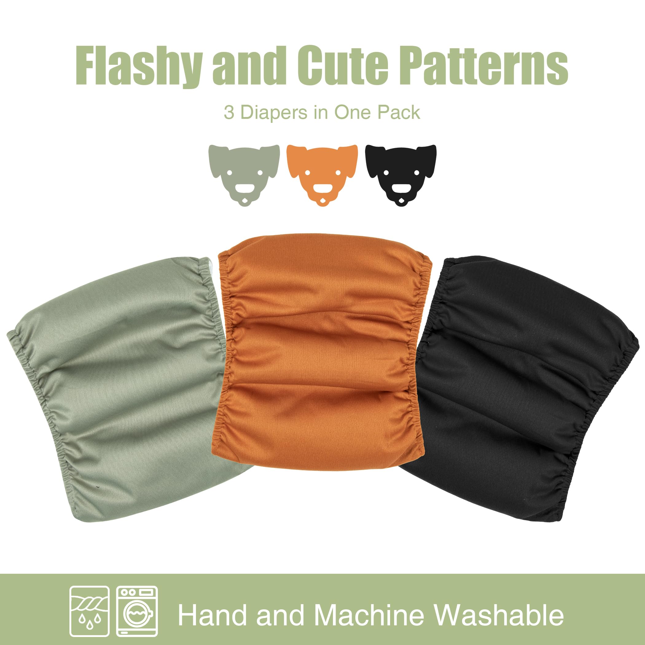 Wegreeco Washable Male Dog Diapers (Pack of 3) - Washable Male Dog Belly Wrap (Medium - 15 - 17  Waist)