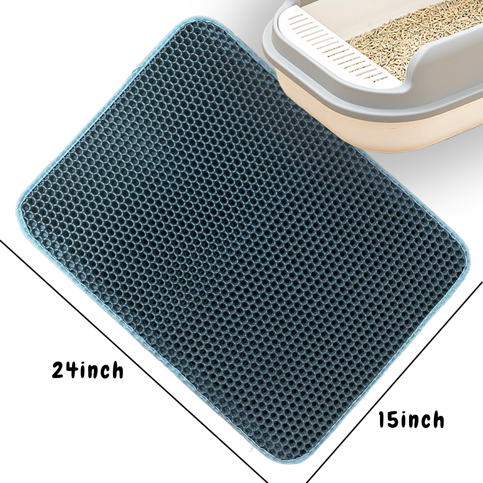 Cdycam Cat Litter Mat, Honeycomb Double Layer Litter Trapping Mat, 18'' X 24'' Kitten Litter Box Pad, Waterproof Urine Proof, Wa