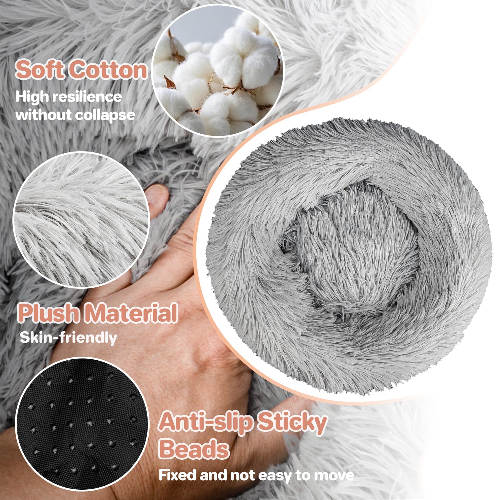Rainflow Cat Bed - Calming Cat Bed For Small Kittens Donut Washable Round For Indoor Kittens And Puppies, Anti-Slip Round Fluffy