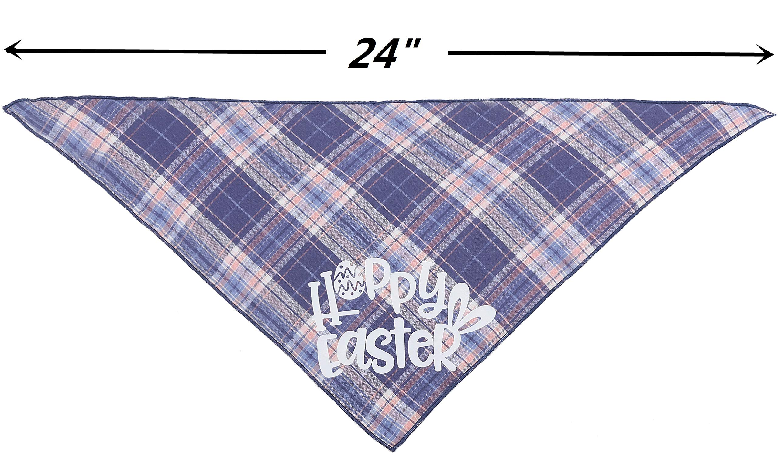 Boombone 2Pack Plaid Easter Dog Bandana With Cute Paintting
