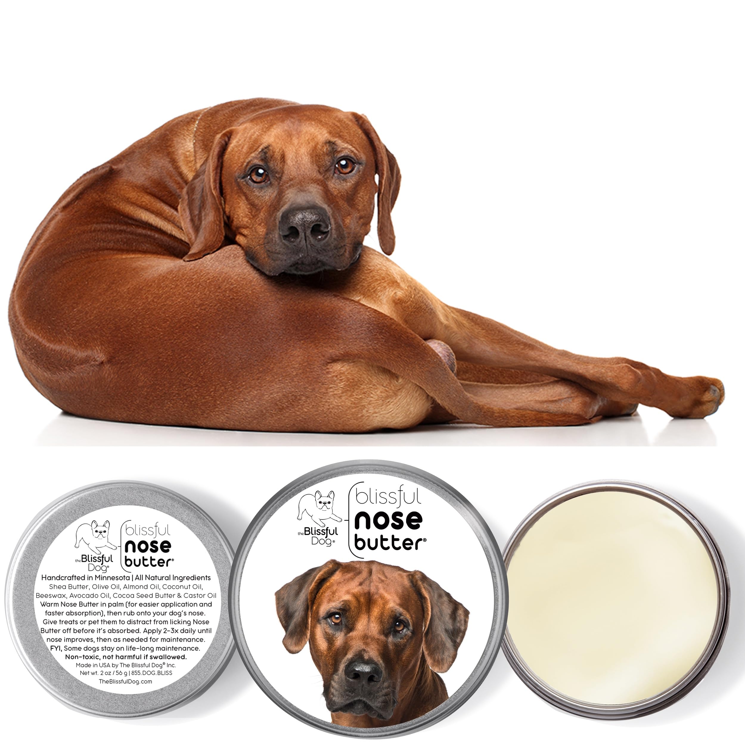 The Blissful Dog Rhodesian Ridgeback Unscented Nose Butter - Dog Nose Butter, 4 Ounce