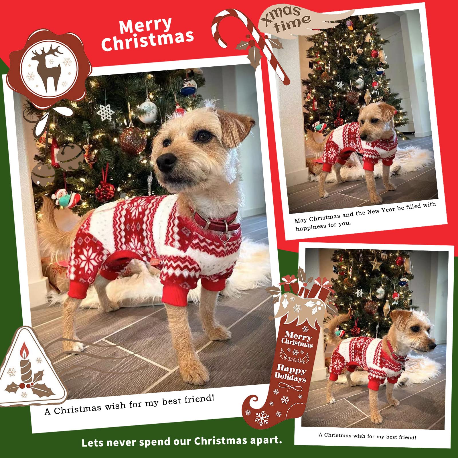 Kyeese New Year Dog Pajamas Snowflake Dogs Pjs For Medium Dogs Holiday Dog Onesie Pet Pajamas