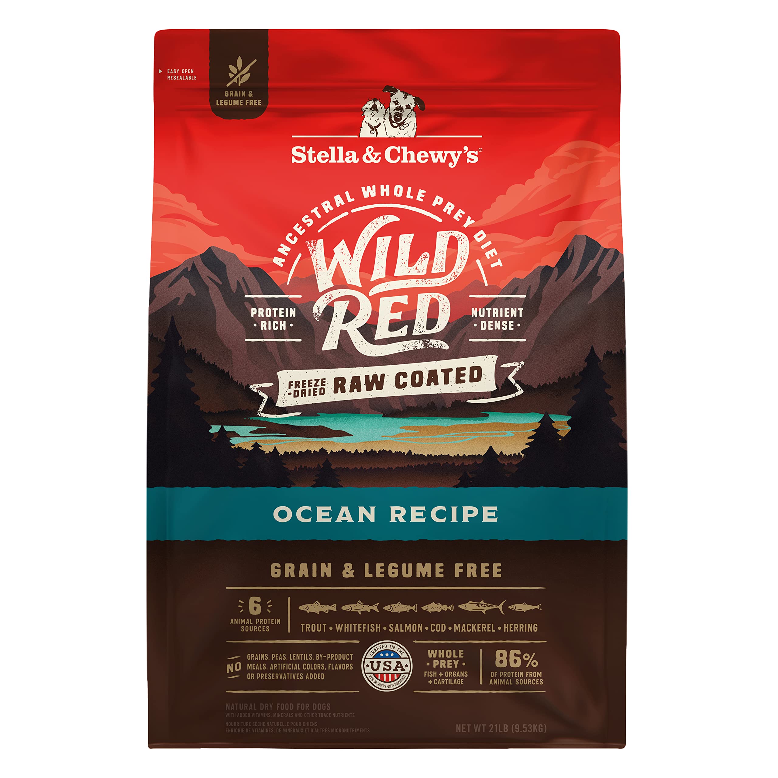 Stella & Chewys Wild Red Dry Dog Food Raw Coated High Protein Grain & Legume Free Ocean Recipe, 21 lb. Bag