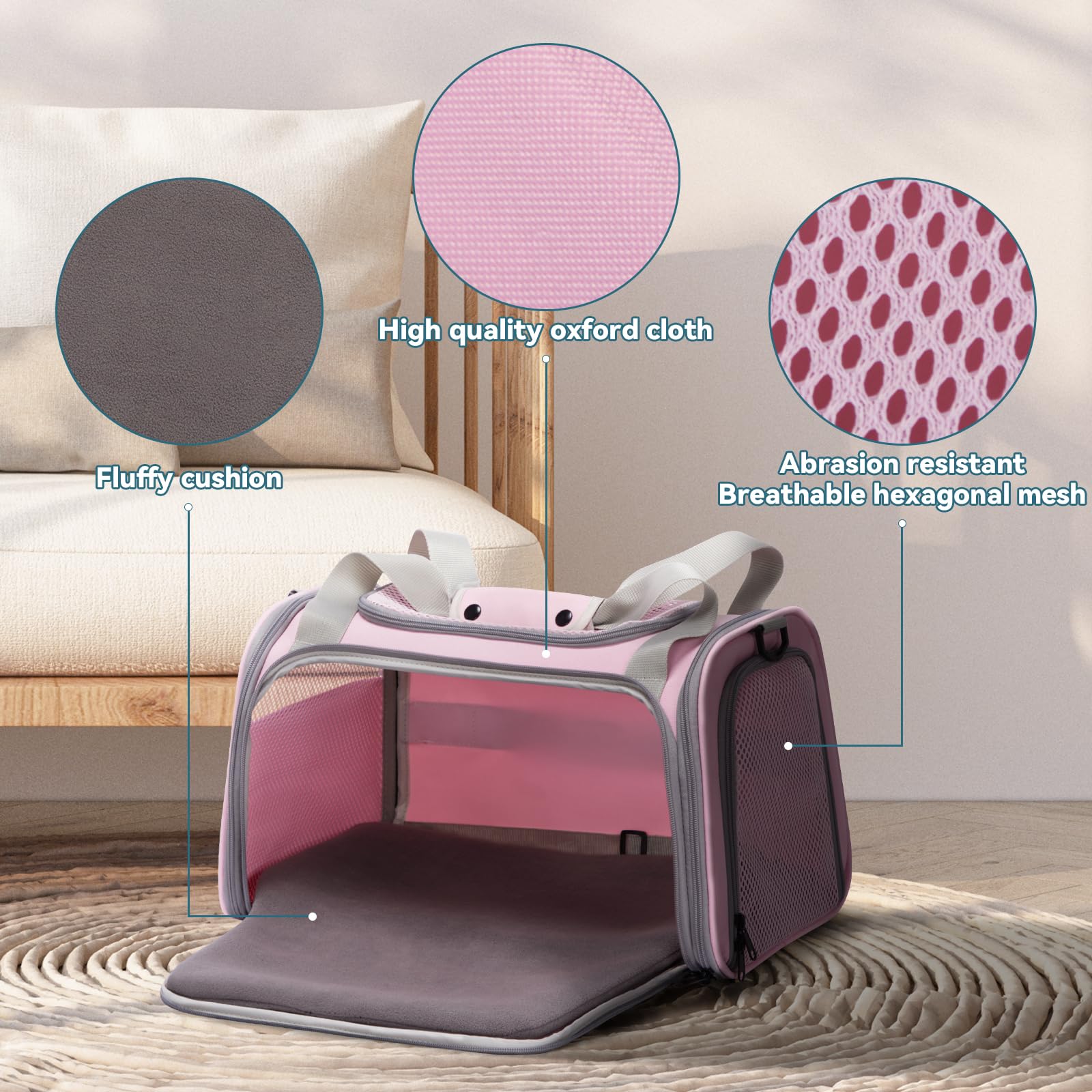 Petsfit Cat Carrier, Pet Carrier Airline Approved, Cat Travel Carrier For Small And Medium Cats Under 12 Lbs, Soft Sided Kitten