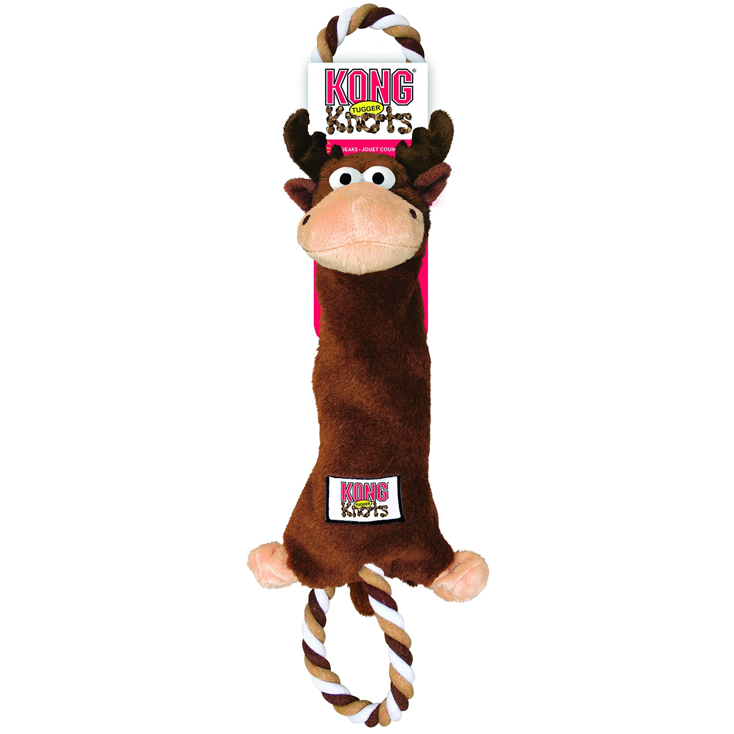 Kong - Tugger Knots Moose - Tug Of War Dog Toy, Minimal Stuffing And Looped Ropes For Added Strength - For Medium/Large Dogs