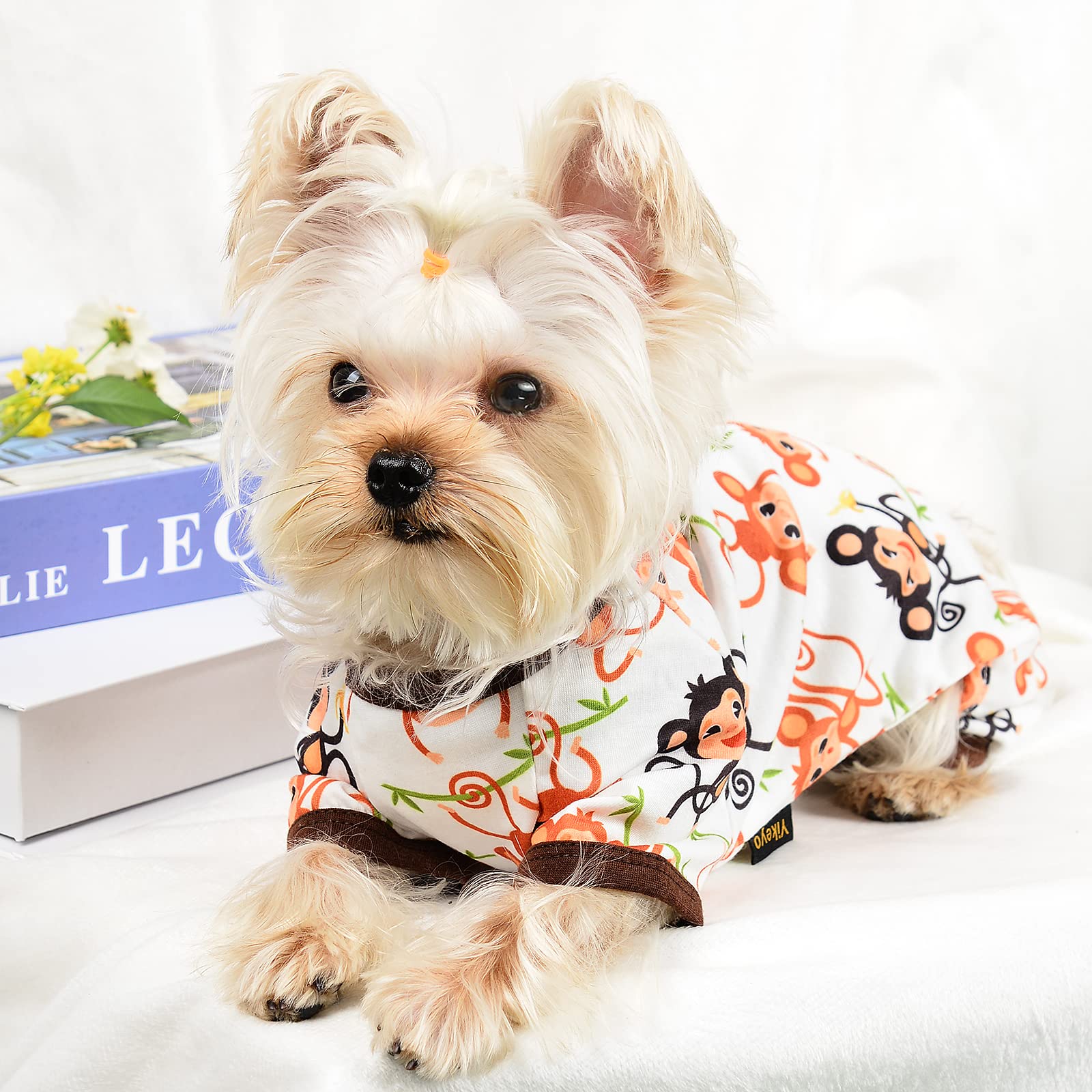 Dog Pajamas For Small Dogs, Chihuahua Pajamas, Puppy Clothes, Extra Small Puppy Pjs, Soft Pet Onesies,Dog Shirts Chihuahua Yorkie Teacup Cat Clothing (Brown Monkey, Small)