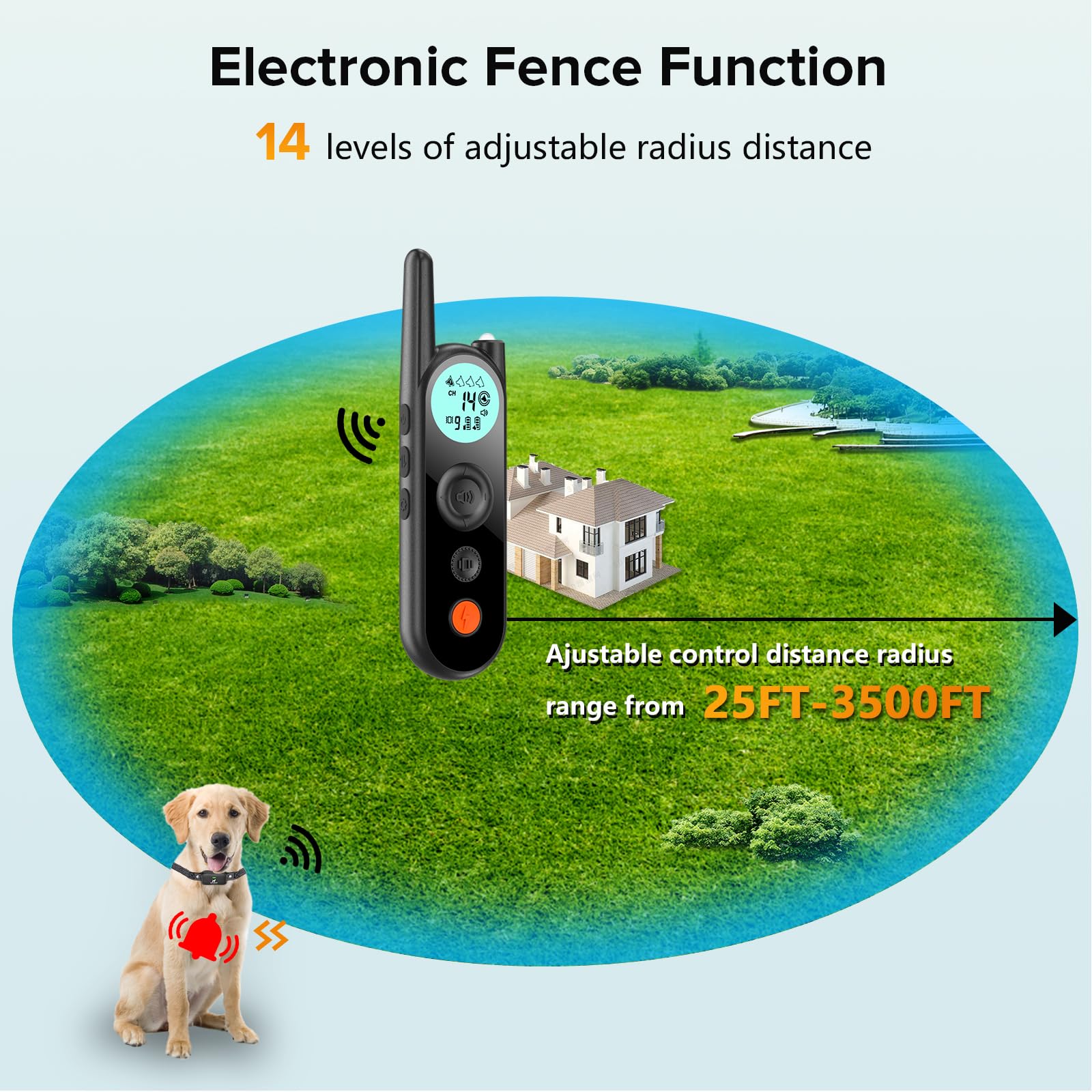 KAIYIKAPET Wireless Dog Fence for 2 Dogs, 14 Levels Distance 25-3500FT, Training Collar with 3 Modes, Upgraded Black, 2 Collars