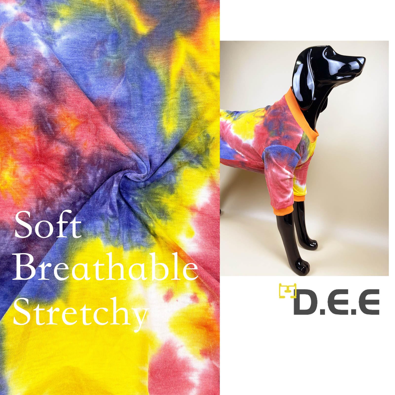 D.E.E Cotton Dog Shirts Large Tie Dye Dog Clothes Lightweight Girl Boy Big (Orange, X-Large)