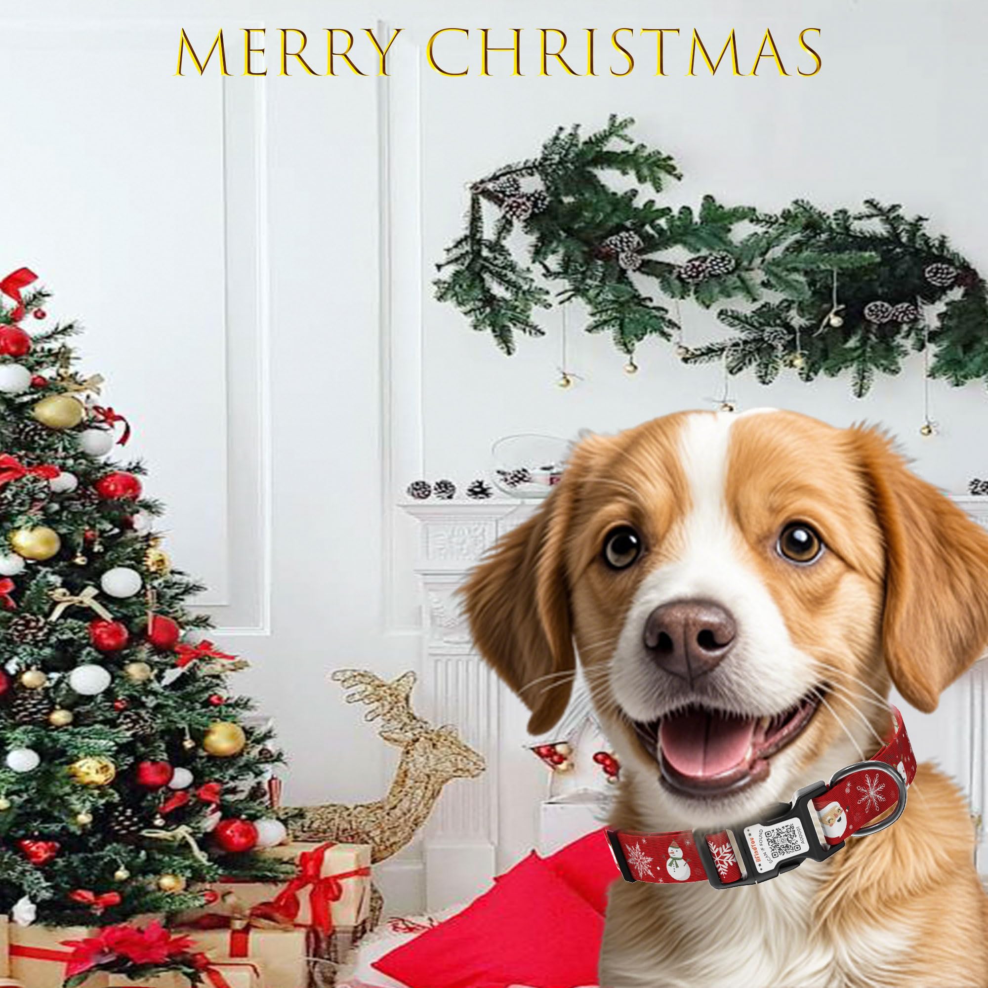 Ilfindyou Christmas Dog Collars For Medium Dogs Soft Nylon Red Snowflake Sized M