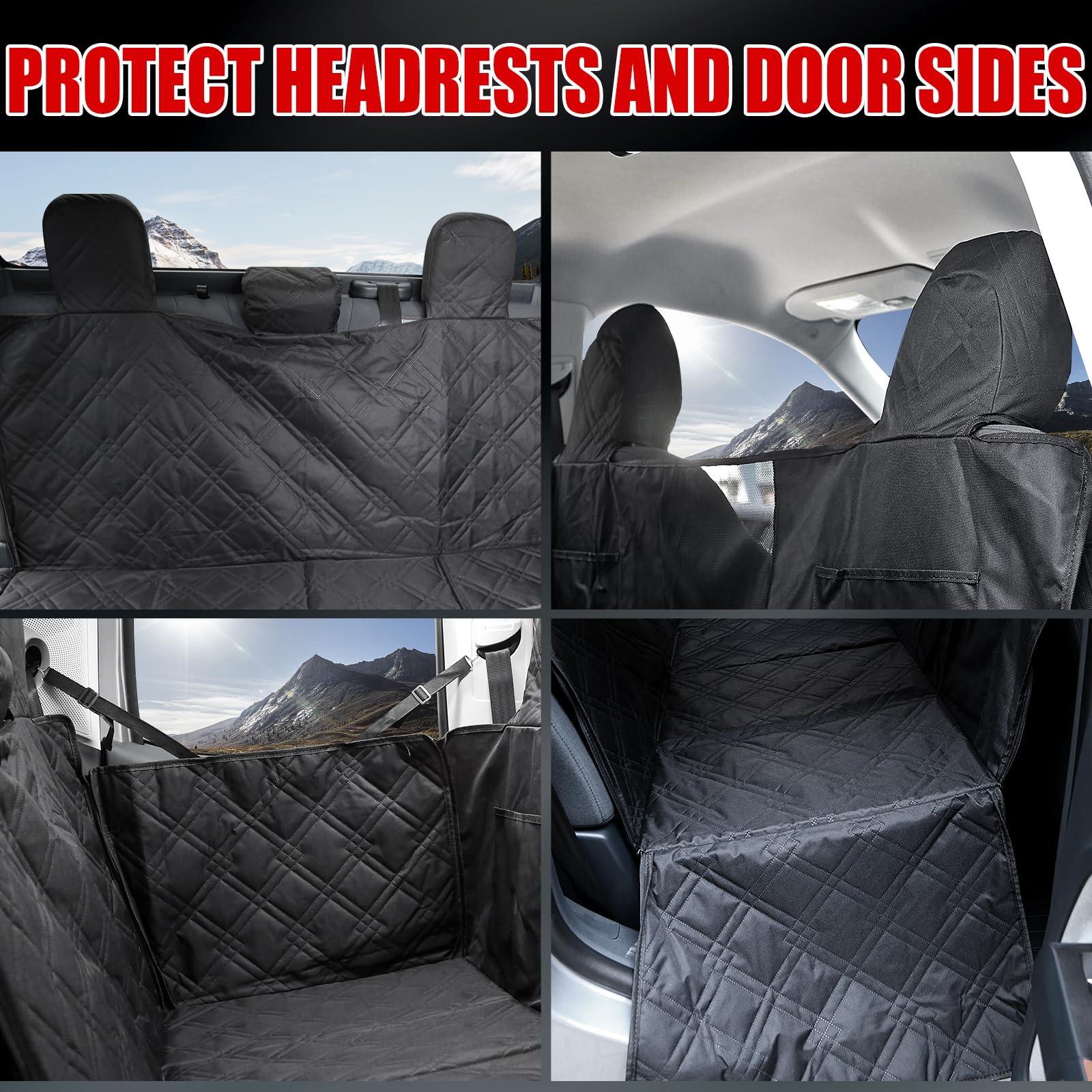 Mabett Dog Seat Covers for Ford Maverick 2022-2025, Black 600D Oxford Cloth, Back Seat Hammock with Door Protection and Hard Bottom Support