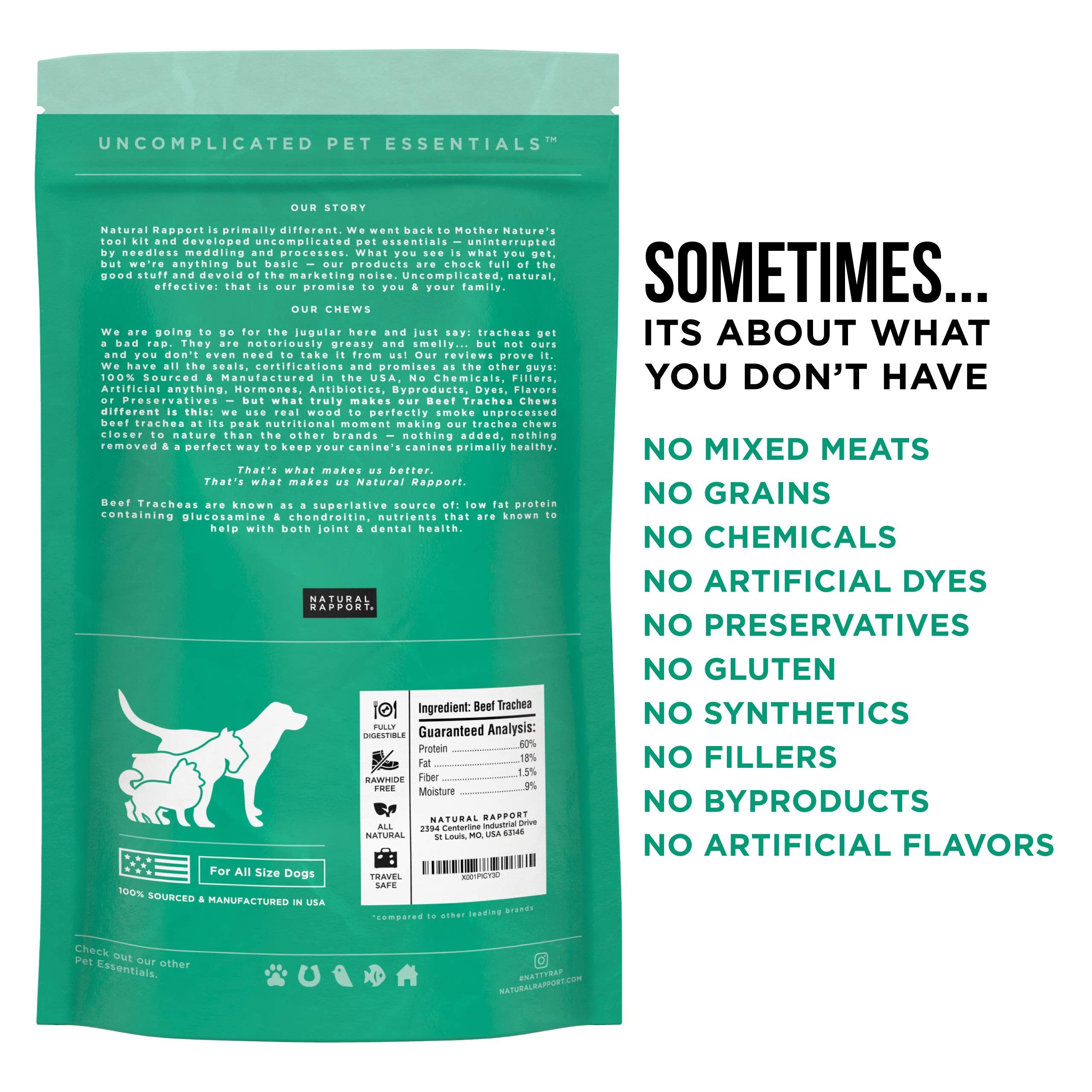 Natural Rapport Beef Trachea Dog Treats - The Only Beef Trachea Chews Dogs Need - All Natural Dog Treats for Small and Large Dog