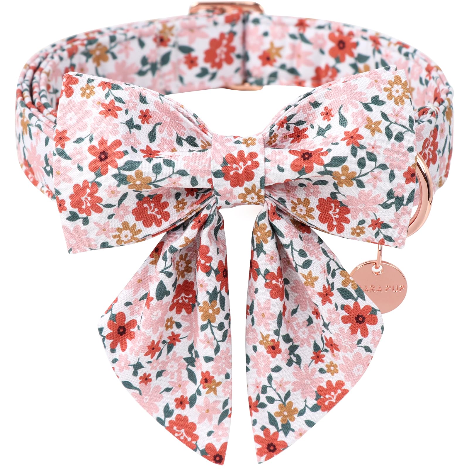 Dog Collar With Bow Tie,Up Urara Pup Flower Bowtie Dog Collar, Summer Bowtie Collar For Puppy Boy Girl Dog, Comfortable Cotton D