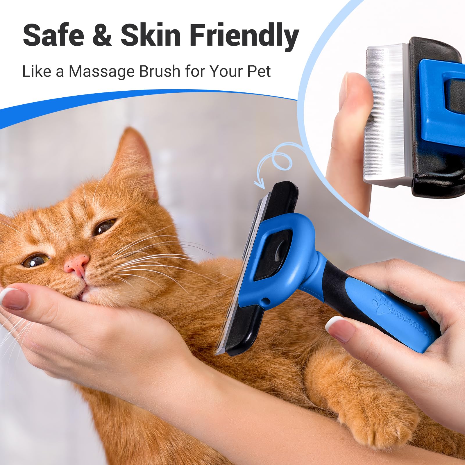 Miu Color Pet Grooming Brush, Deshedding Tool For Dogs & Cats, Effectively Reduces Shedding By Up To 95% For Short Medium And Long Pet Hair (Navy Blue)