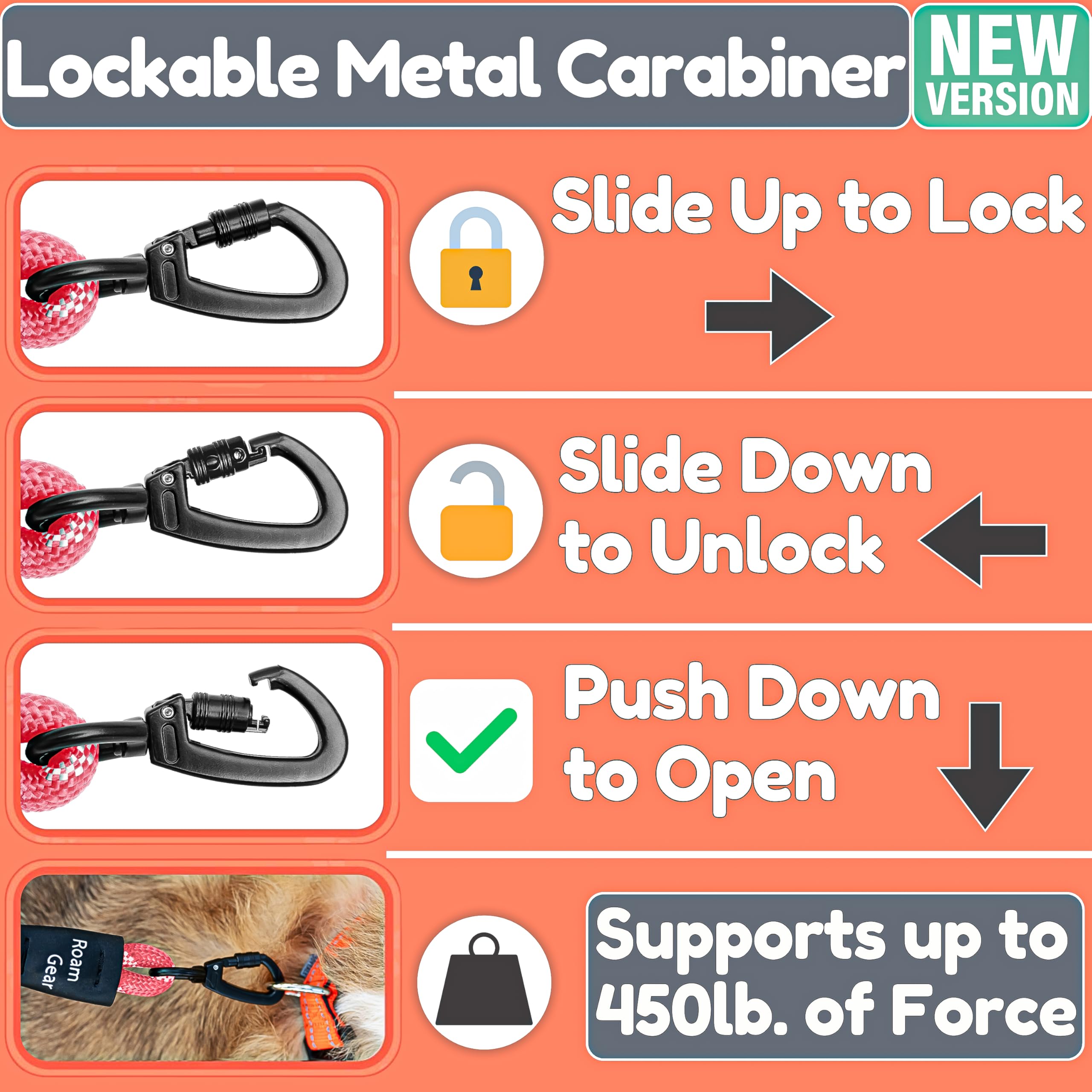 6 Foot Dog Leash, Two Extra Padded Handles, Heavy Duty Dog Leash for Medium to Large Pets, Highly Reflective, Shock-Absorbing No