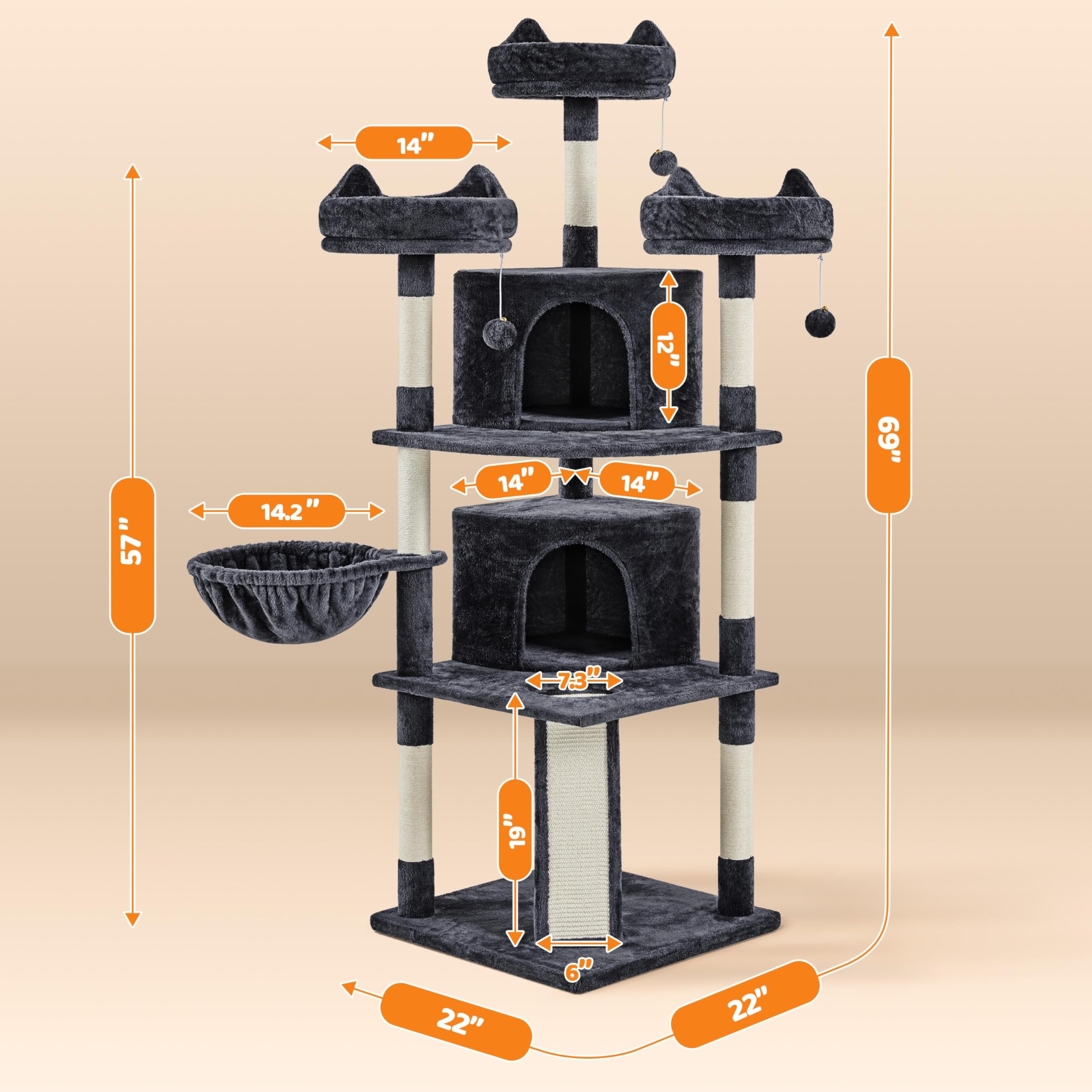 Topeakmart Cat Tree Tower, Multi-Level Cat Condo Activity Center With Platforms Scratching Posts As Kitten Activity Center
