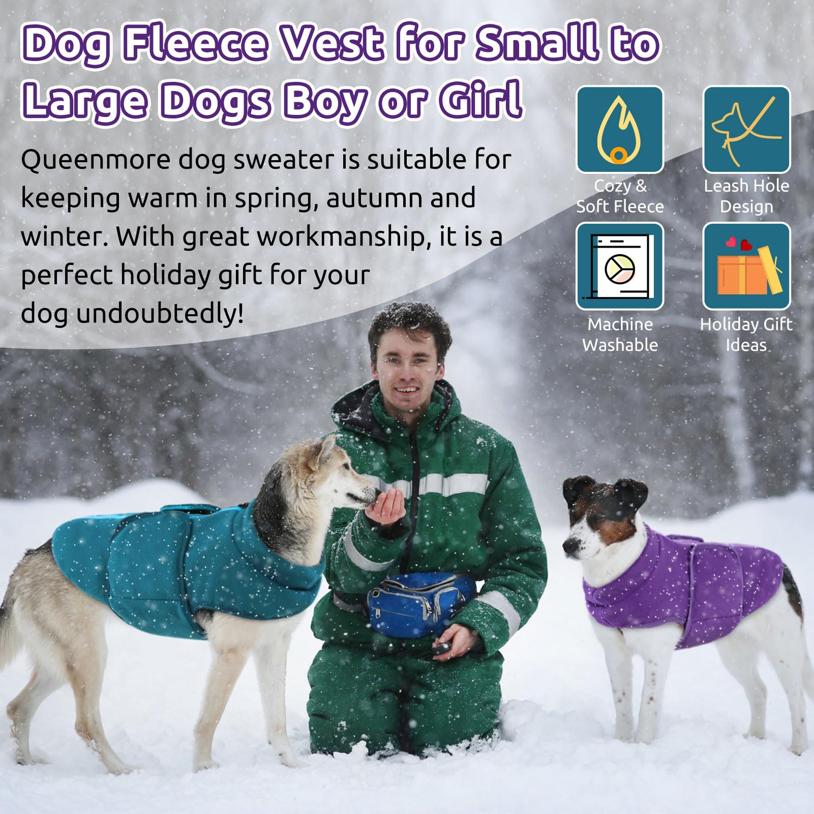 Queenmore Xxs Dog Sweaters, Soft Fleece Vest Pullover Dog Jacket With Leash Hole, Warm Winter Dog Clothes Cold Weather Doggy Dachshund Sweater For Small Dogs Cats Boy Or Girl (Lavender, Xxs)