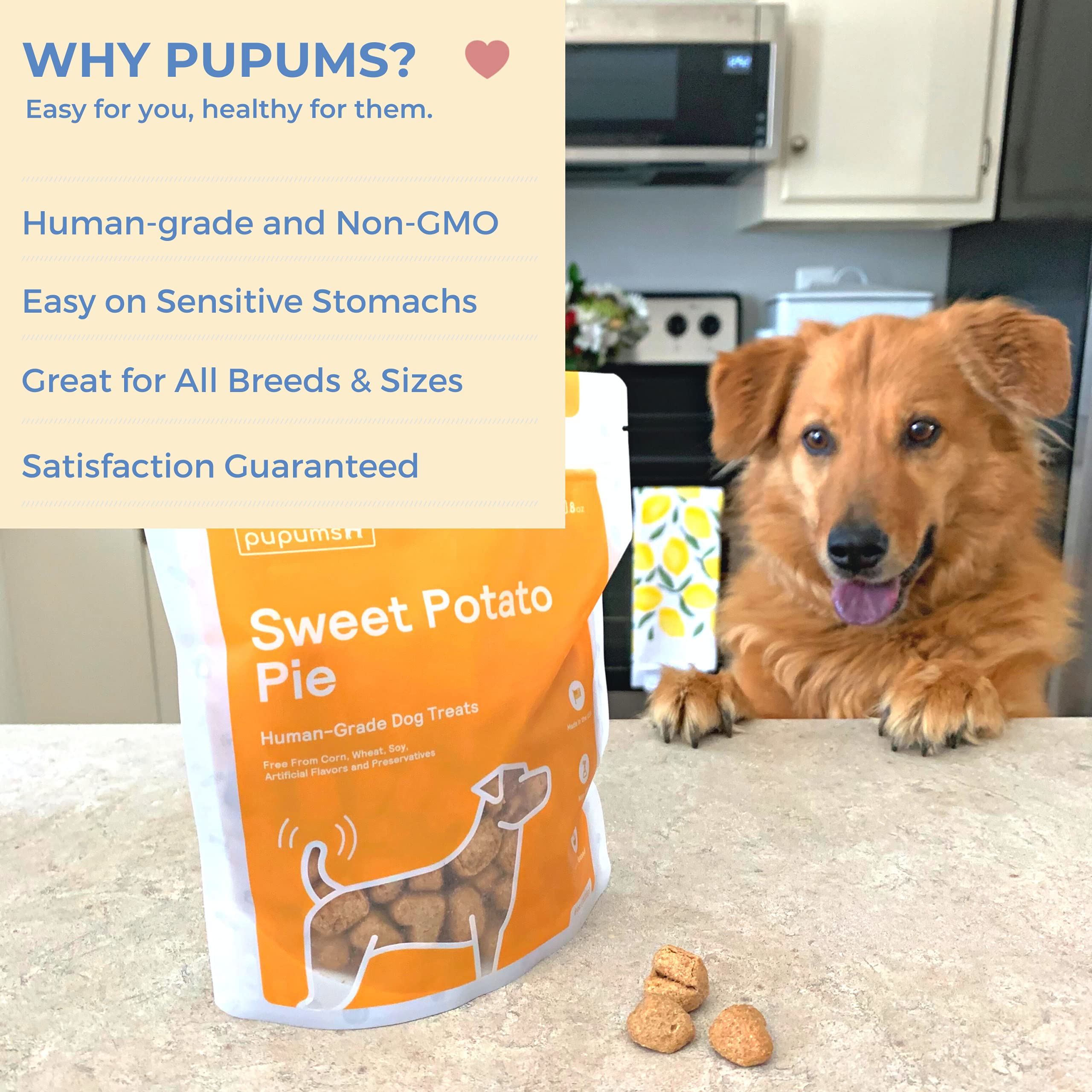Pupums Sweet Potato Dog Treats Organic Grain Free Non-GMO Highly Digestible Dog Biscuits Made in USA (24oz)