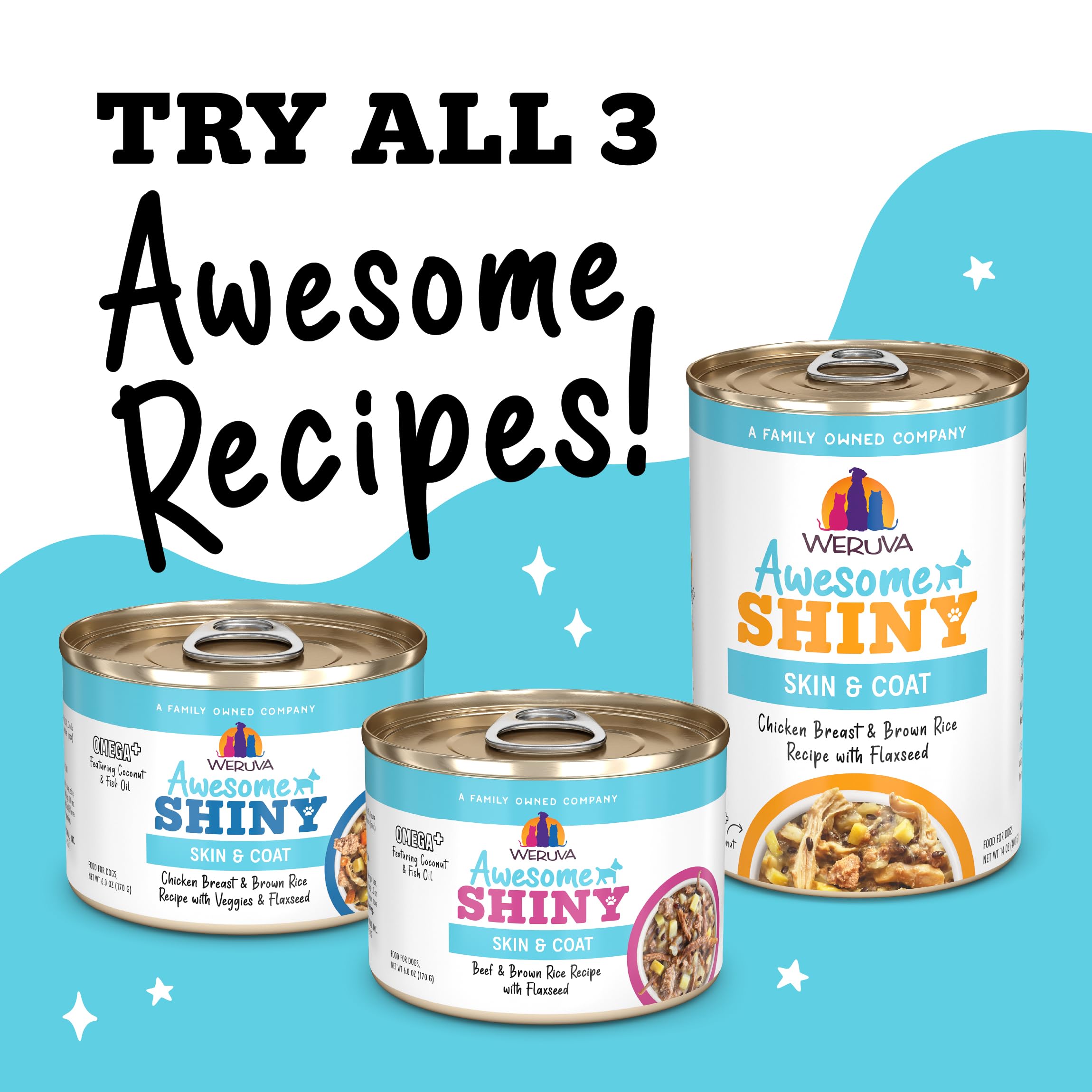 Weruva Awesome Shiny Wet Dog Food, Chicken & Brown Rice with Veggies, 6oz Can (Pack of 8)