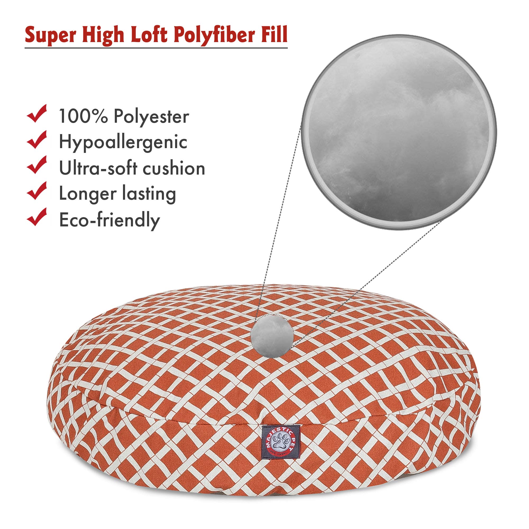 Burnt Orange Bamboo Medium Round Indoor Outdoor Pet Dog Bed With Removable Washable Cover By Majestic Pet Products