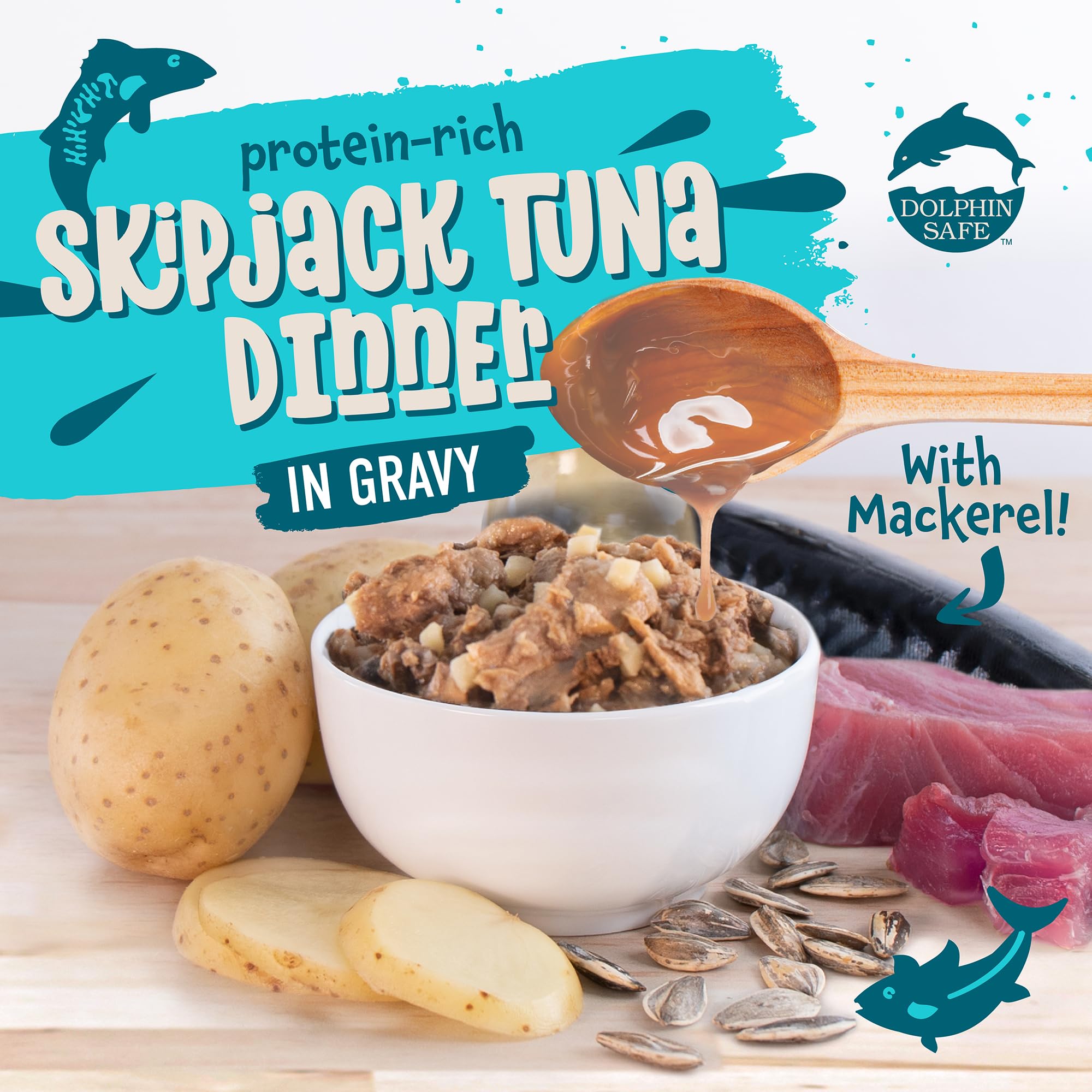 Earthborn Holistic Monterey Medley Skipjack Tuna and Grilled Mackerel Dinner Wet Cat Food, 3-Ounce Per Pacakge, 24-Pack