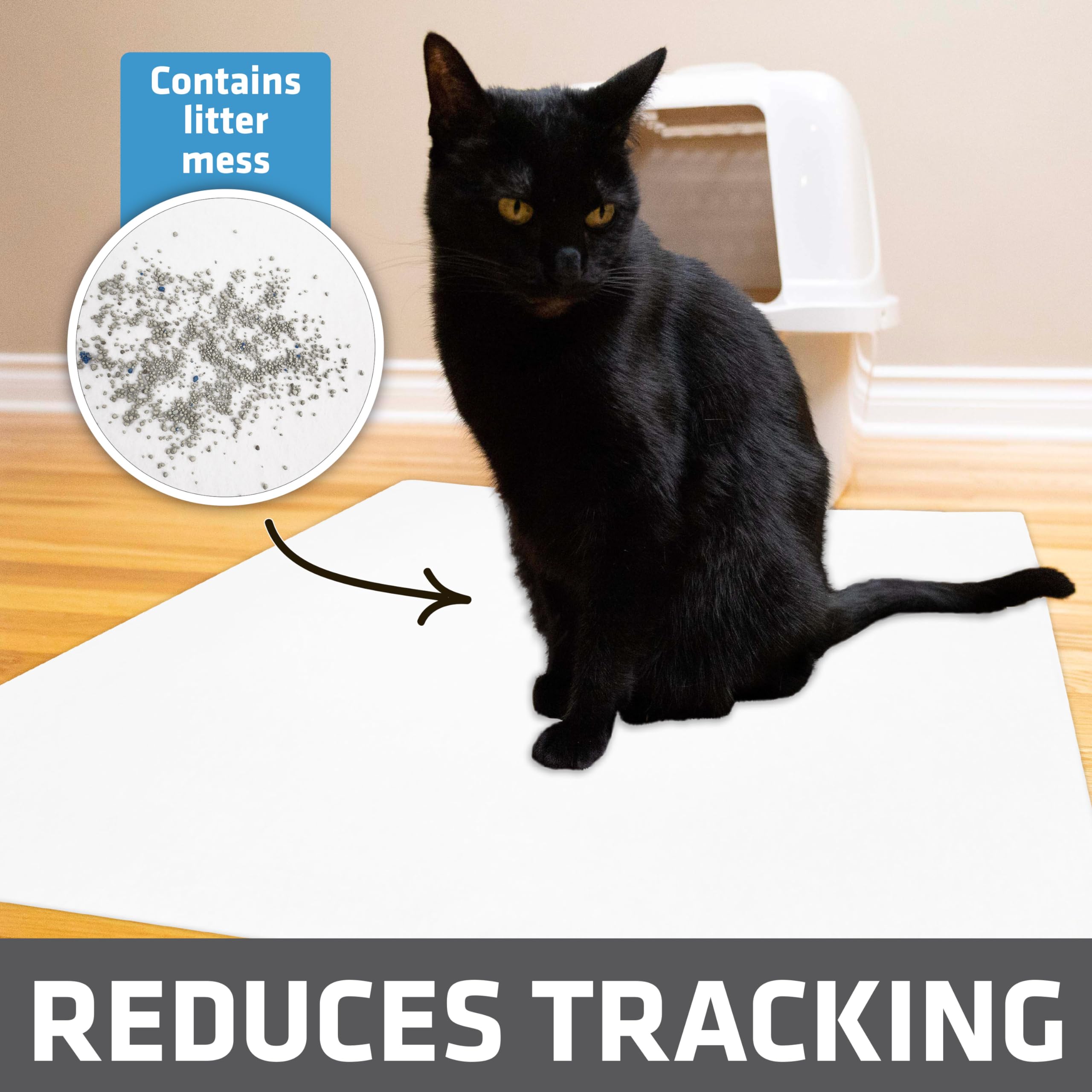 Drymate Cat Litter Mat - Waterproof, Absorbent, Soft, Machine Washable - 28”x36” - White - USA Made with Recycled Content