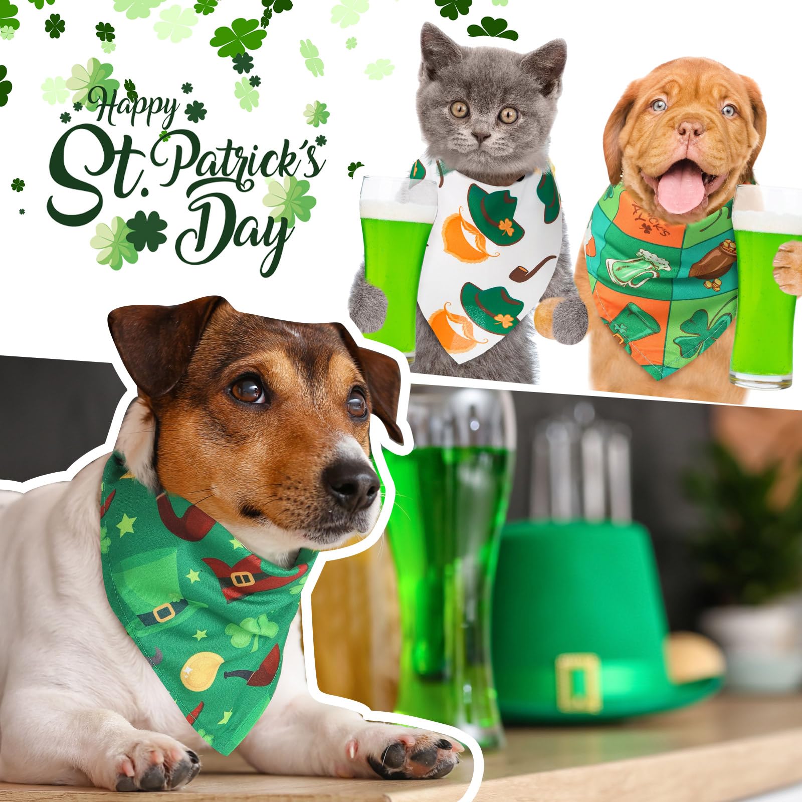 Kigeli 120 Pcs Holiday Dog Bandanas Bulk Valentine'S Day Bandana For Dogs St. Patrick'S Day Easter Holiday Puppy Scarf Set Trian