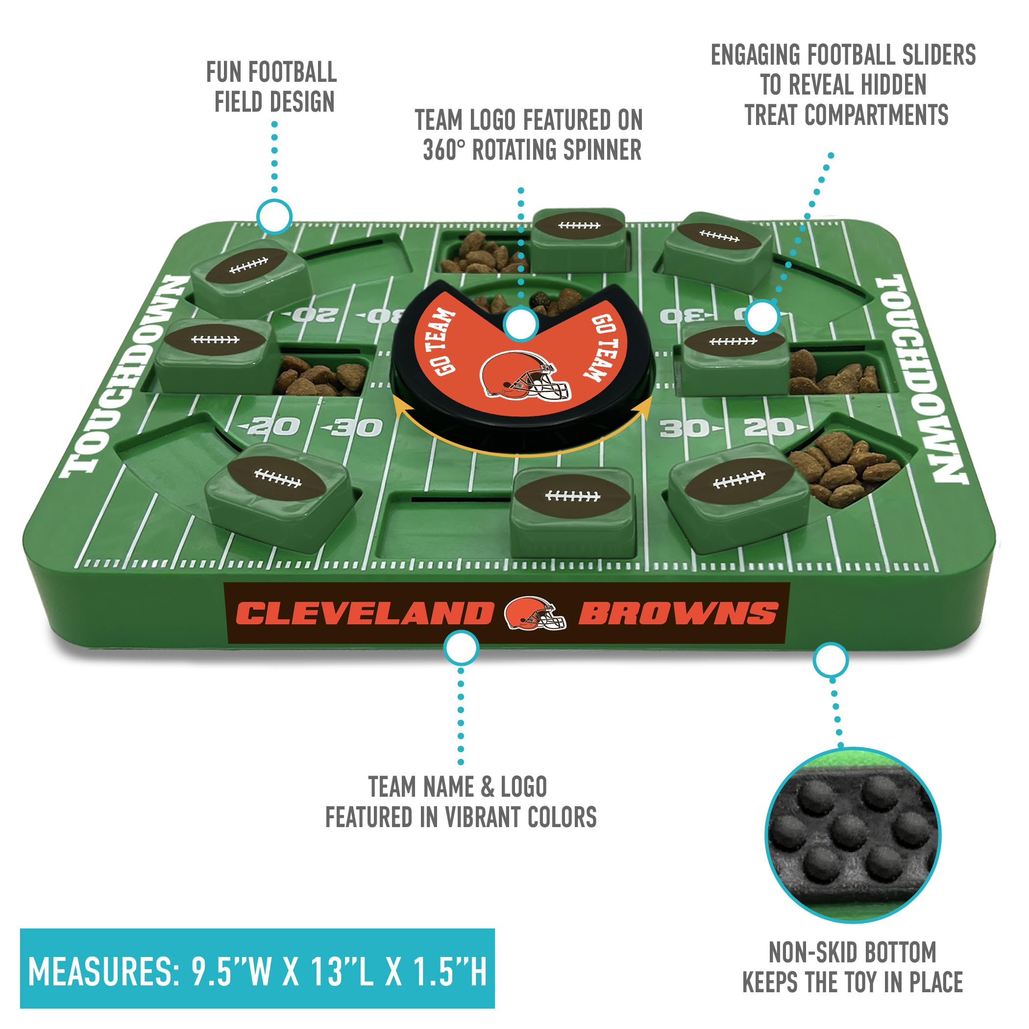Pets First Nfl Cleveland Browns Large Puzzle Toy, New Size, Interactive Dog Treat & Slow Feeding Toy