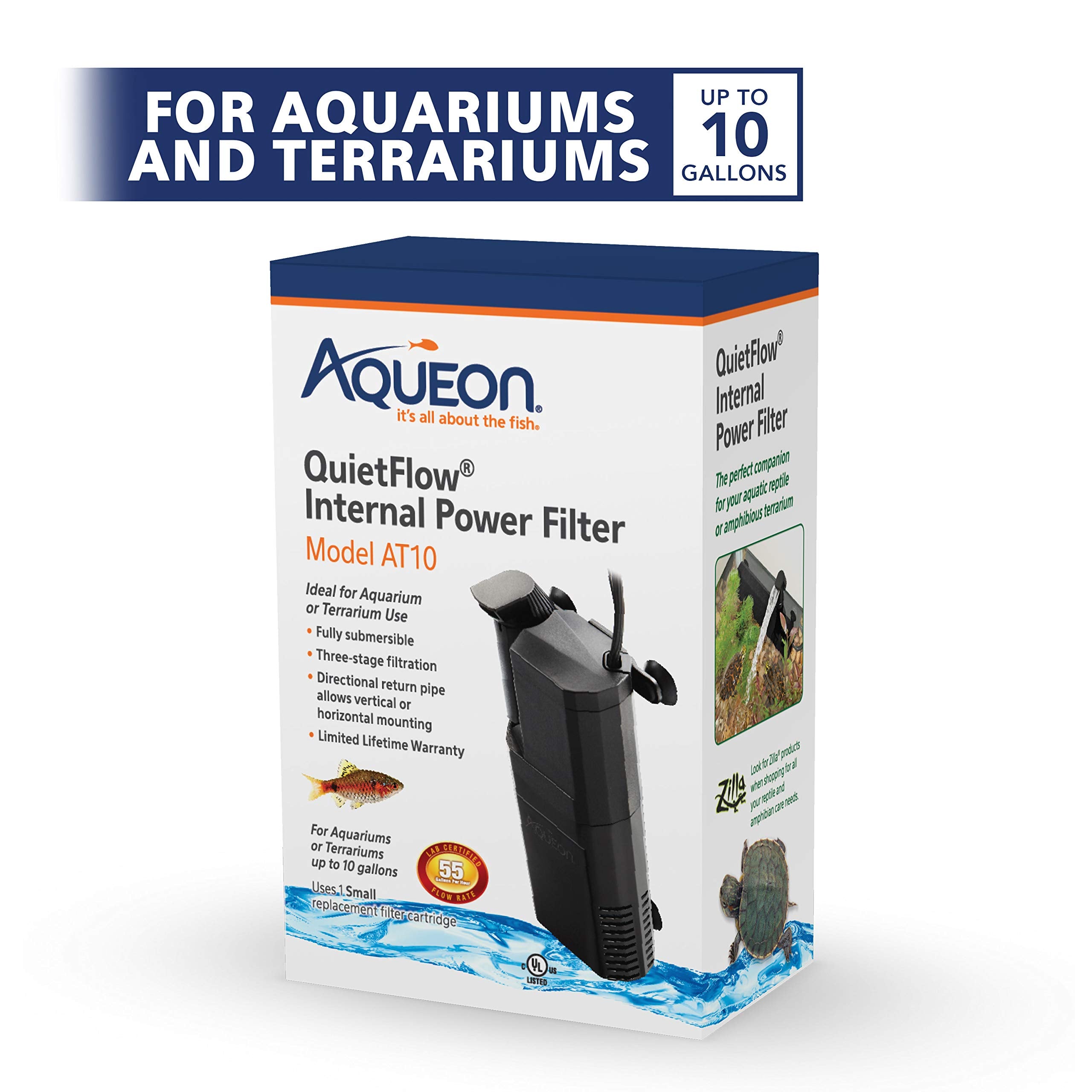Aqueon Submersible Internal Aquarium Filter, At10 Gallons