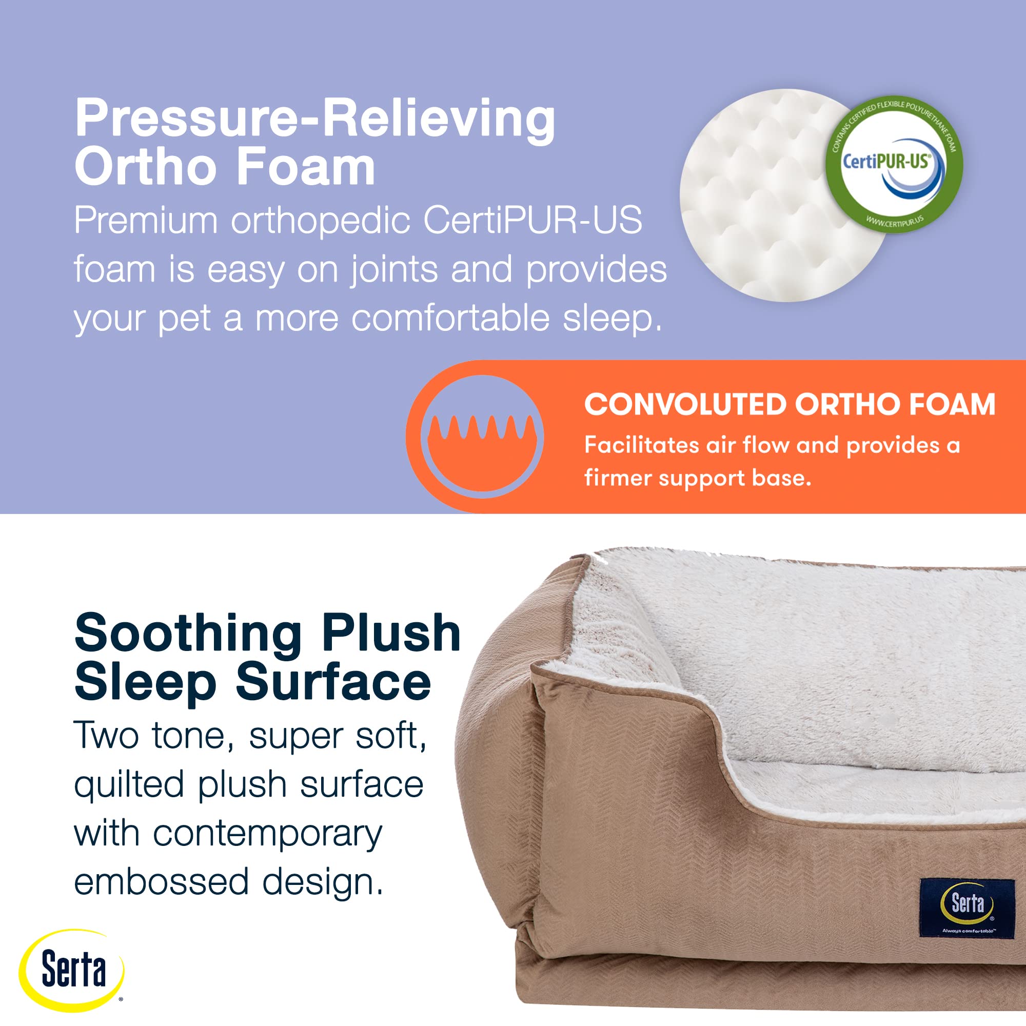 Serta Orthopedic Cuddler Dog Bed For Pets - Desert Sand (X-Large)