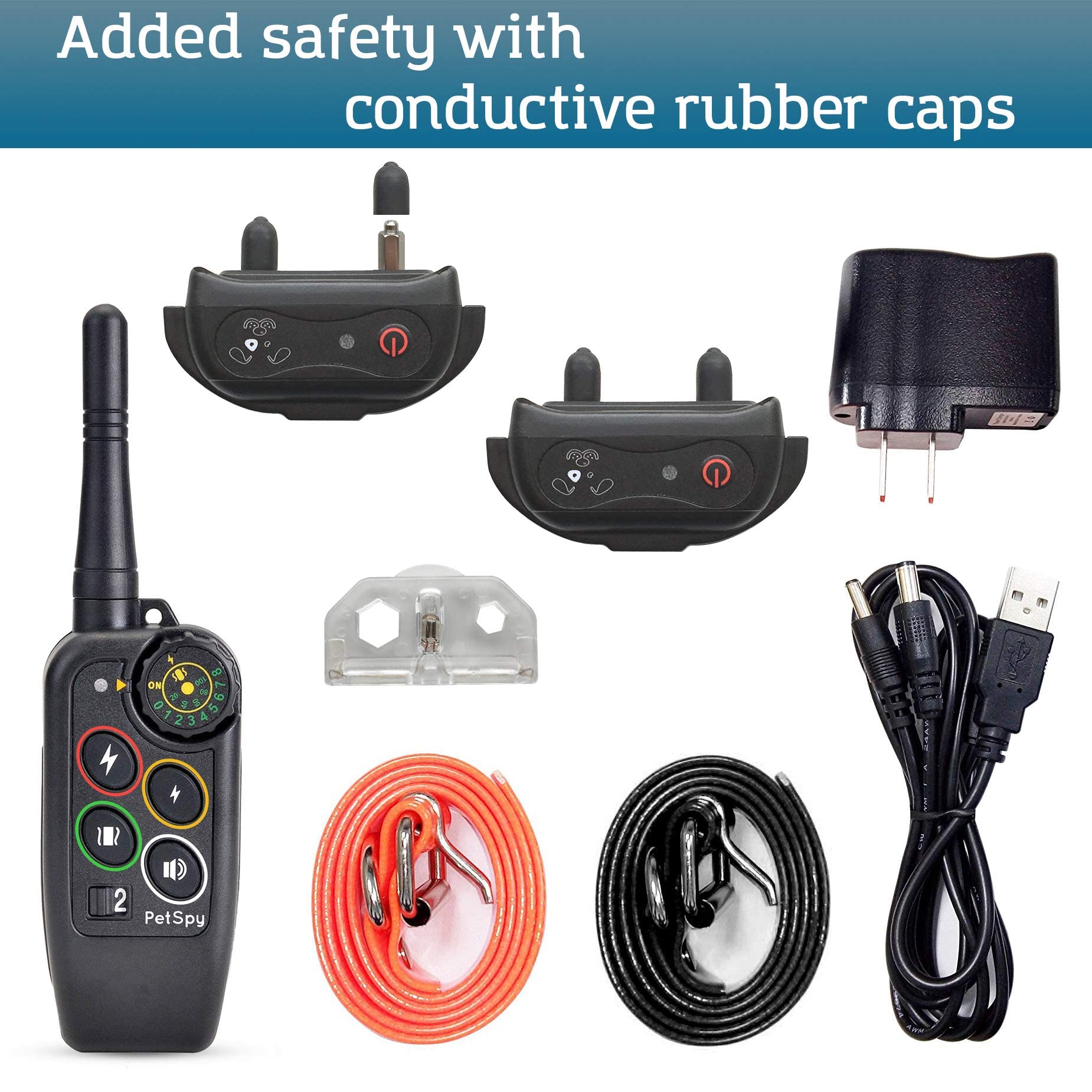 Petspy M686 Premium Dog Training Shock Collar, 1100 Yards, Medium To Large Dogs, With Vibration, Electric Shock And Beep, Waterproof, Remote Trainer (Two Dogs)