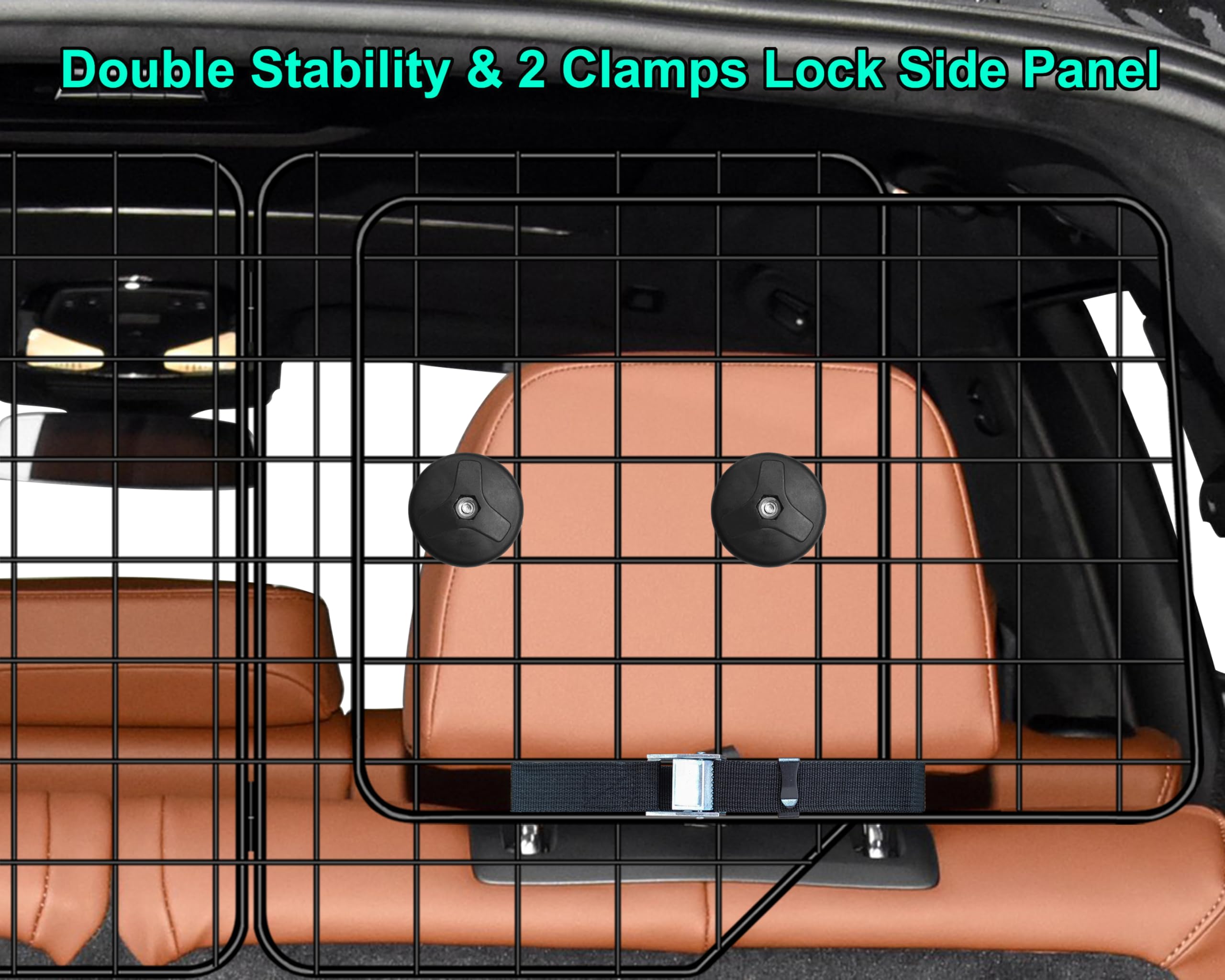 C CASIMR Dog Car Barrier - Adjustable Pet Divider for SUVs & Cars, 38-61.9in, Heavy-Duty Wire Mesh, Black, Model DCB102A