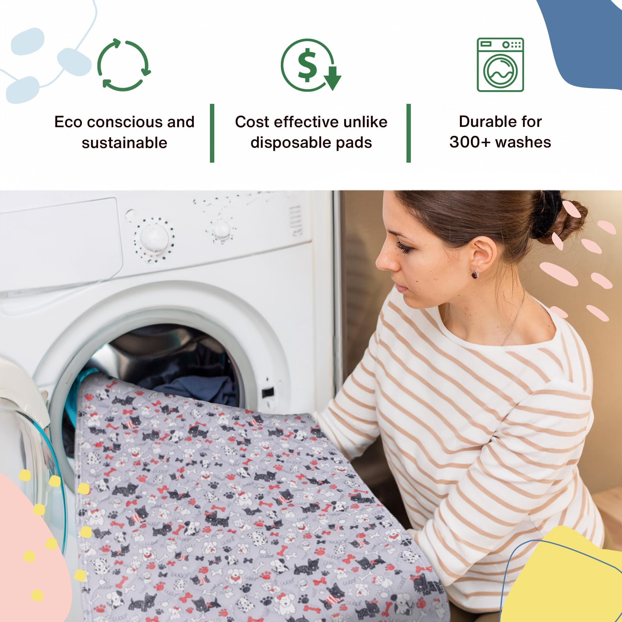 Caldwells Pet Supply Co. 60x60 Potty Pads, Washable Pee Pads for Dogs, Reusable Pee Pad for Dogs, Puppy Potty Mat, Whelping Rug