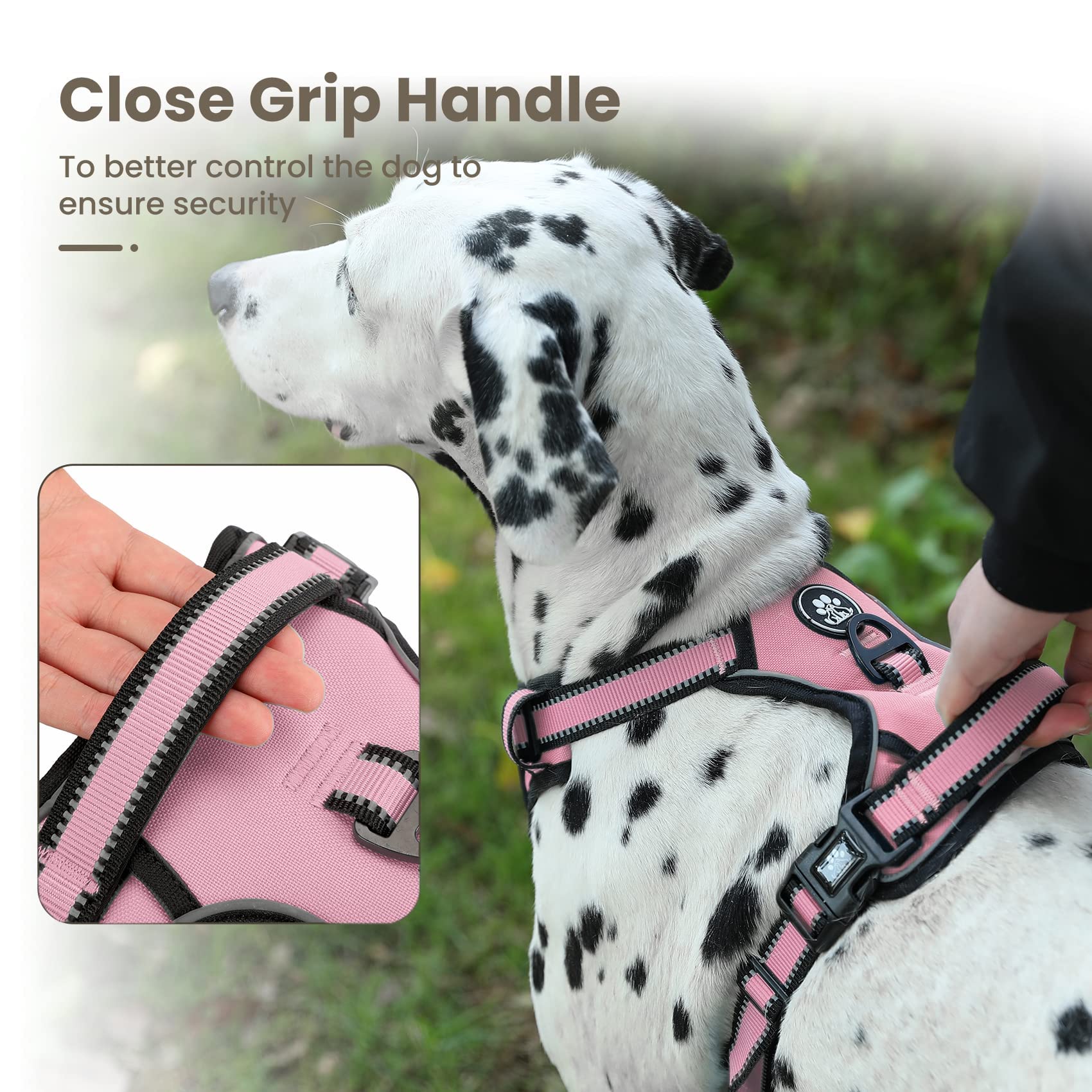 FURRYFECTION Dog Harness | No Pull Dog Harness | Reflective Oxford | Padded Handle | 4 Adjustable Straps | 2 Leash Clips | No Ch