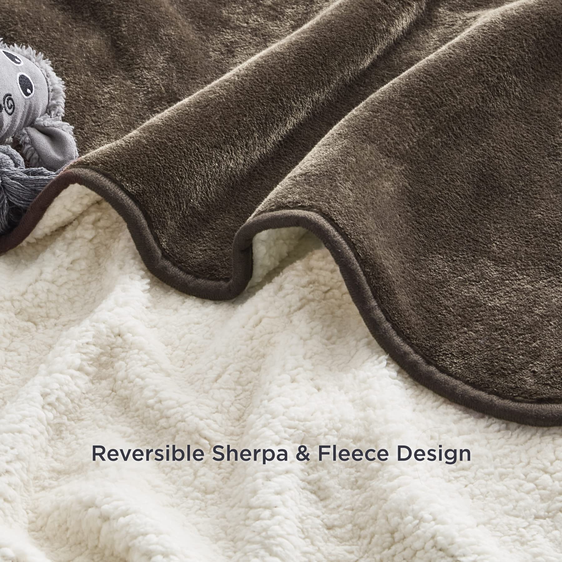 Bedsure Waterproof Dog Blankets For Large Dogs - Large Cat Blanket Washable For Couch Protection, Sherpa Fleece Puppy Blanket, Soft Plush Reversible Throw Furniture Protector, 40X50, Coffee Brown