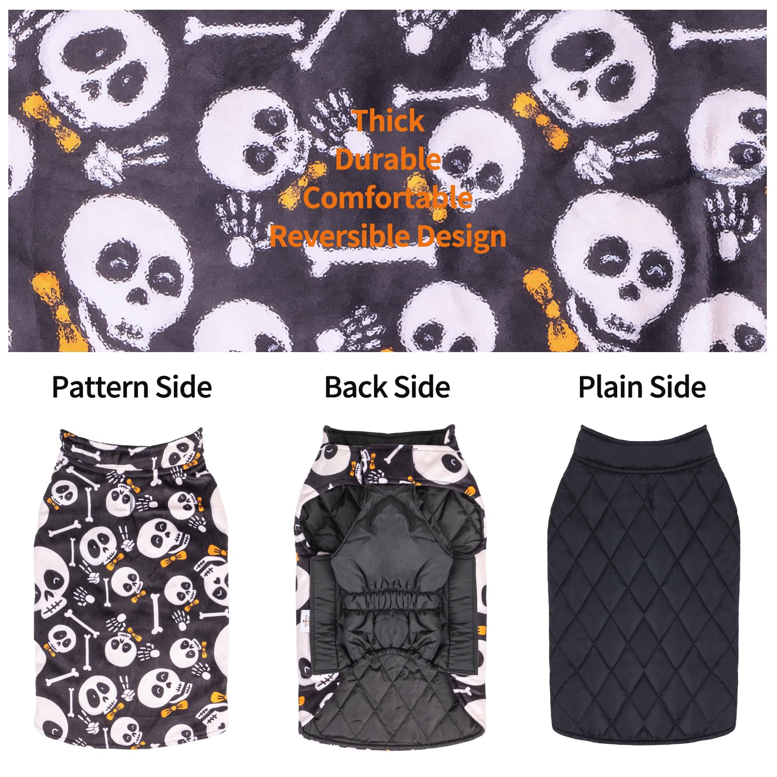 Cutebone Winter Dog Jacket - Waterproof & Windproof, Reversible, Soft Coat With Leash Hole, Thick & Adjustable For Small To Larg