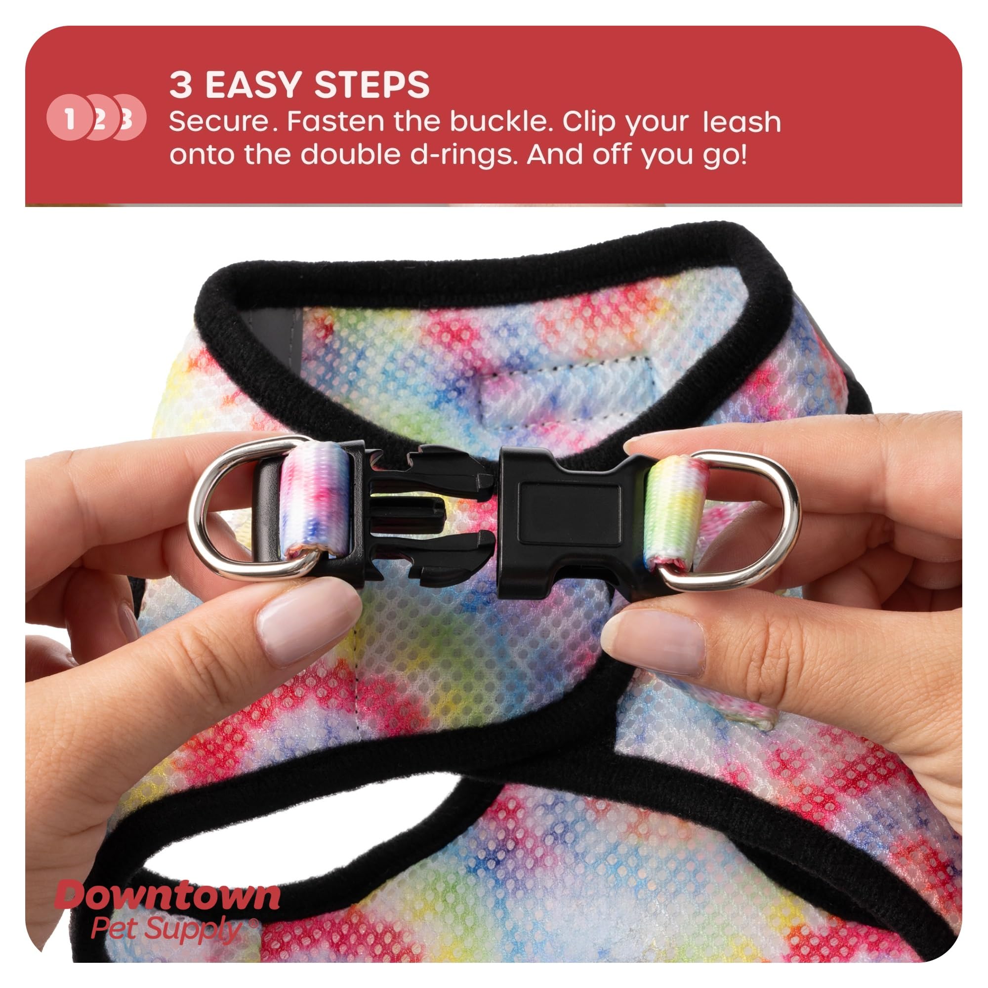 Downtown Pet Supply Step In Dog Harness For Small Dogs No Pull, X-Small, Tie Dye Traditional - Adjustable Harness With Padded Me