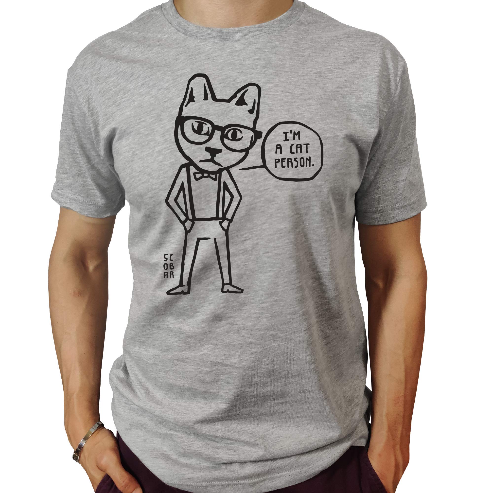 Cat/Dog Person T-Shirt (Cat Grey, Medium)