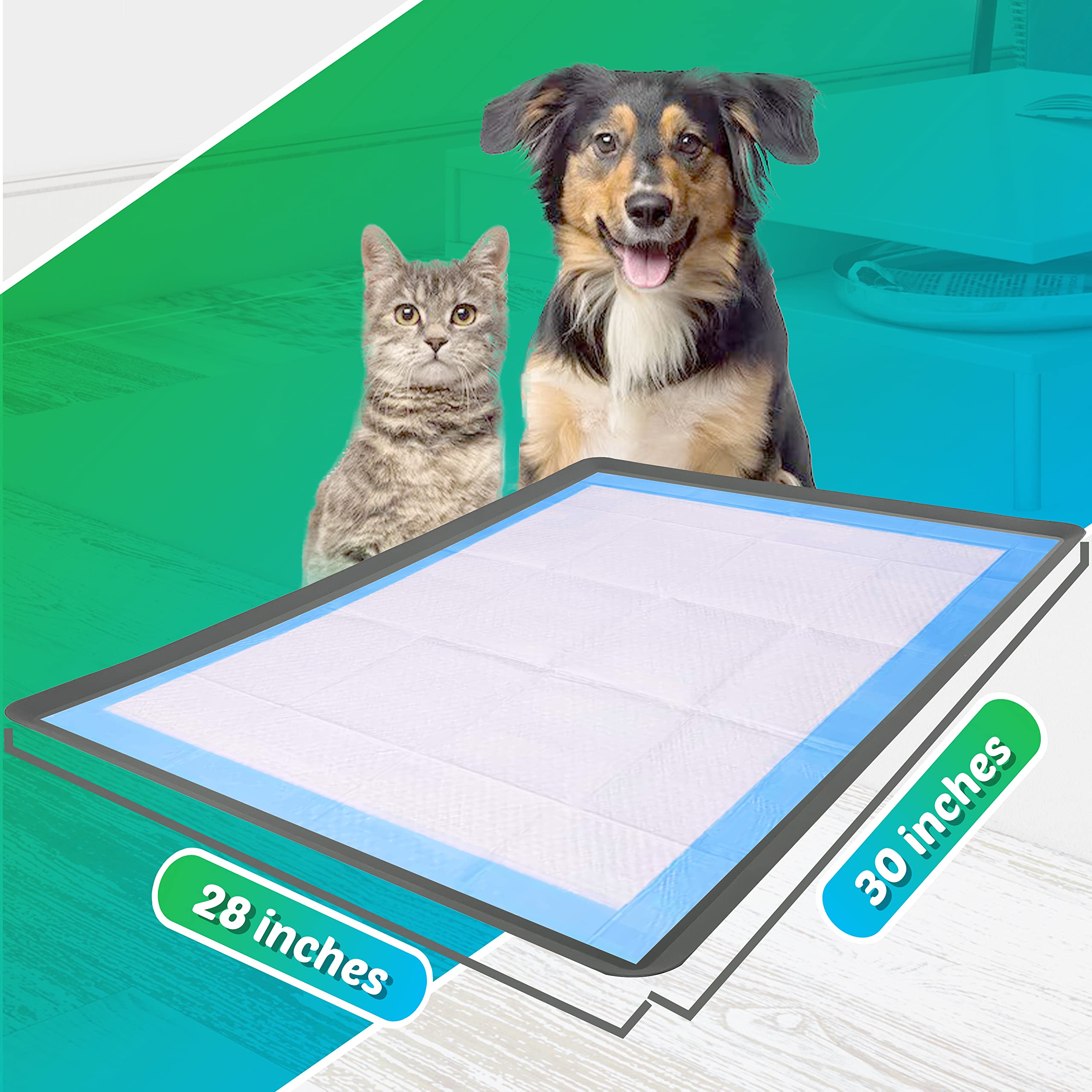Skywin Silicone Pee Pad Holder - Leakproof & Easy-to-Clean, 28 x 30 Inch, Gray, Model SW-PPORIG-28x30-GREY