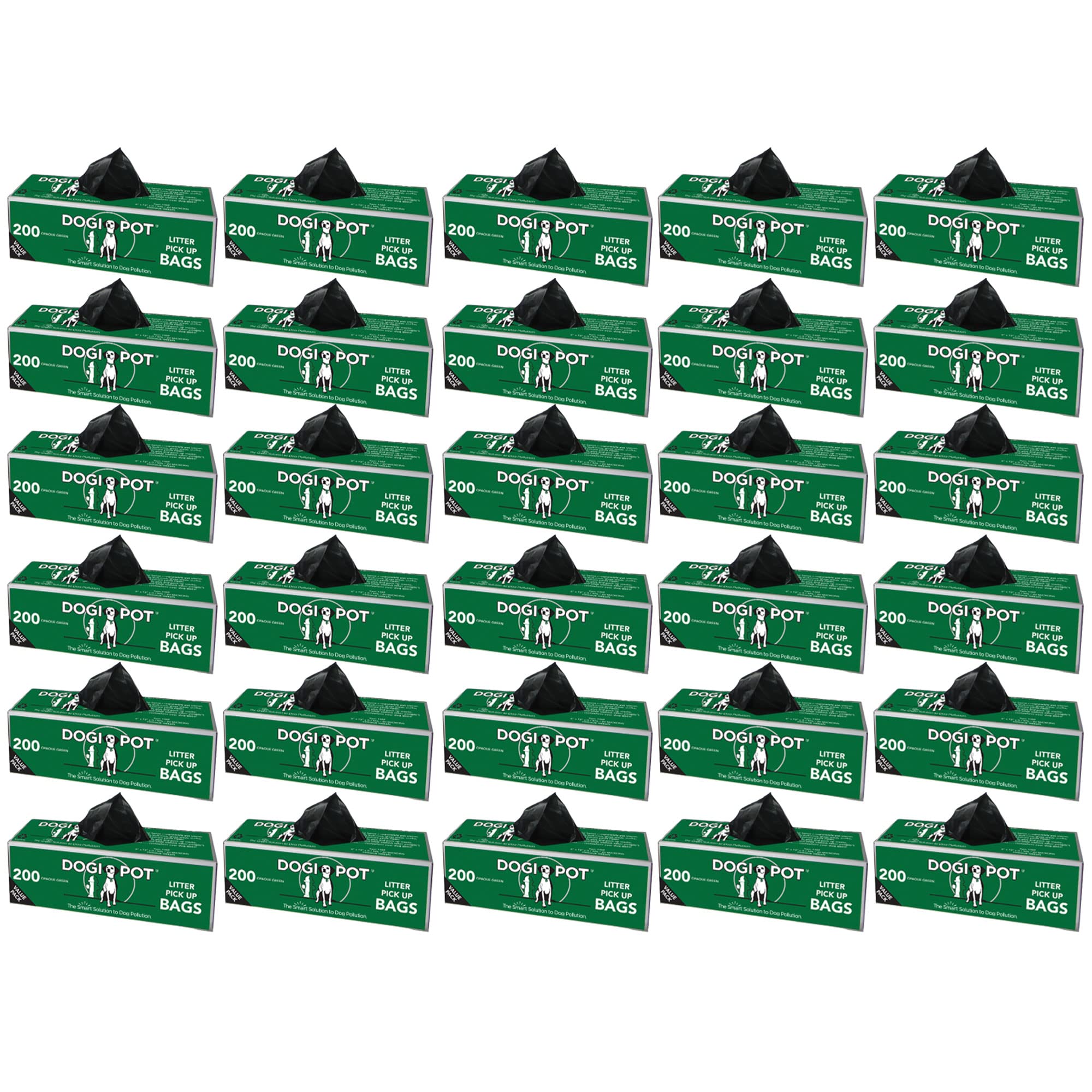 DOGIPOT 1402-30 30 Roll Case, Litter Pick up Bag Rolls, 200 Bags per Roll (6000 Bags)
