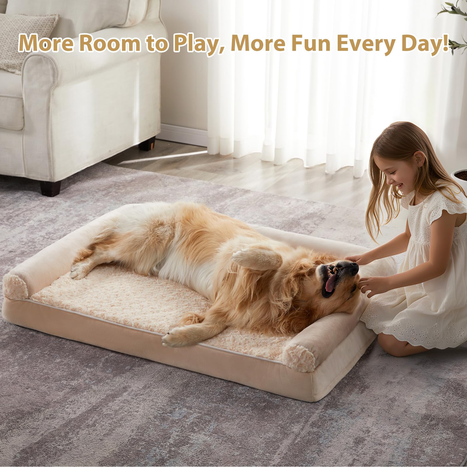 BFPETHOME Dog Beds for Large Dogs, Orthopedic Dog Bed for Medium Large Dogs,Big Waterproof Couch Pet Bed with Removable Washable