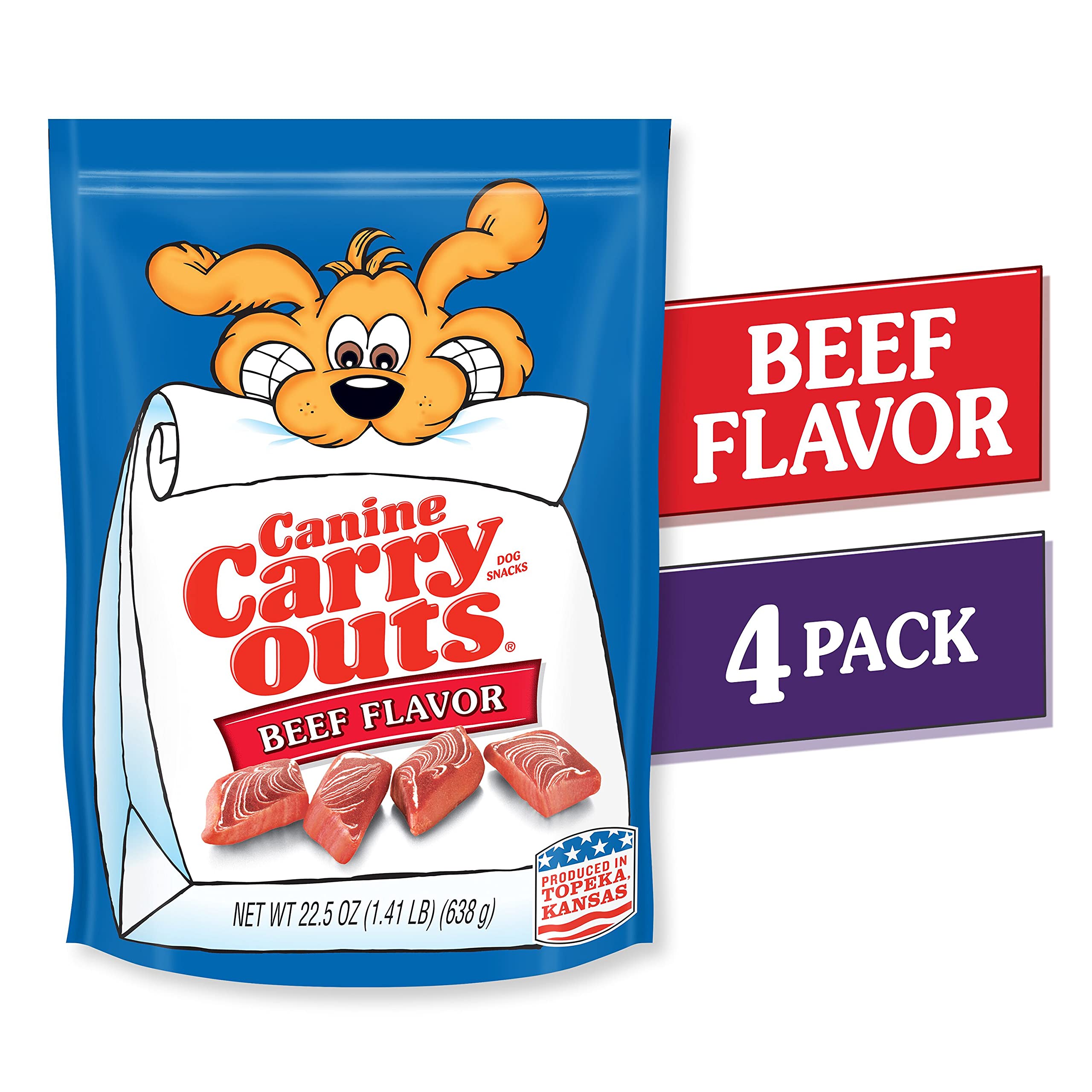 Canine Carry Outs Dog Treats, Beef Flavor, 22.5 Ounce (Pack of 4)