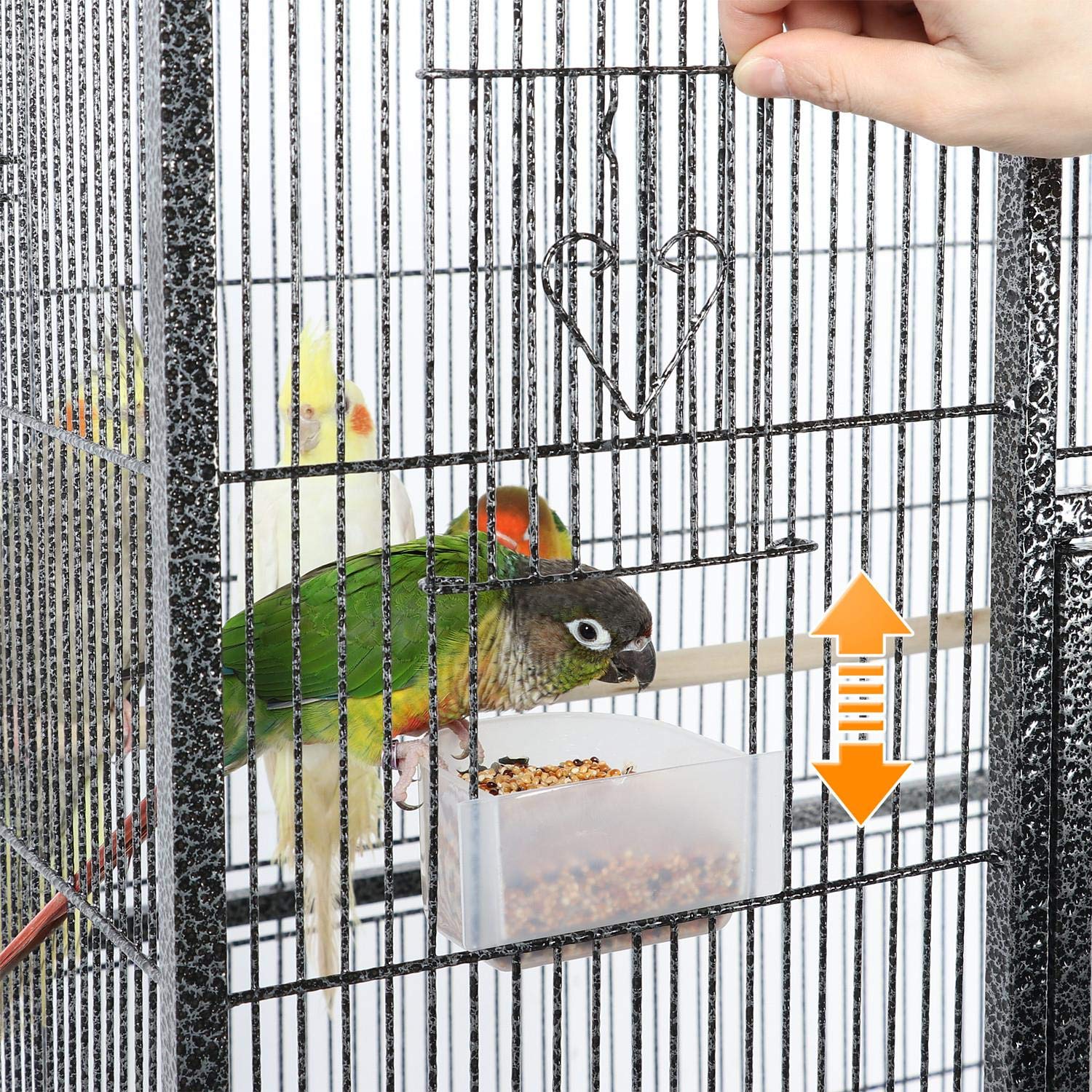 Yaheetech Wrought Iron Bird Cage for African Grey & Quaker Parrots, 63-Inch, Hammertone Black, Model 610715