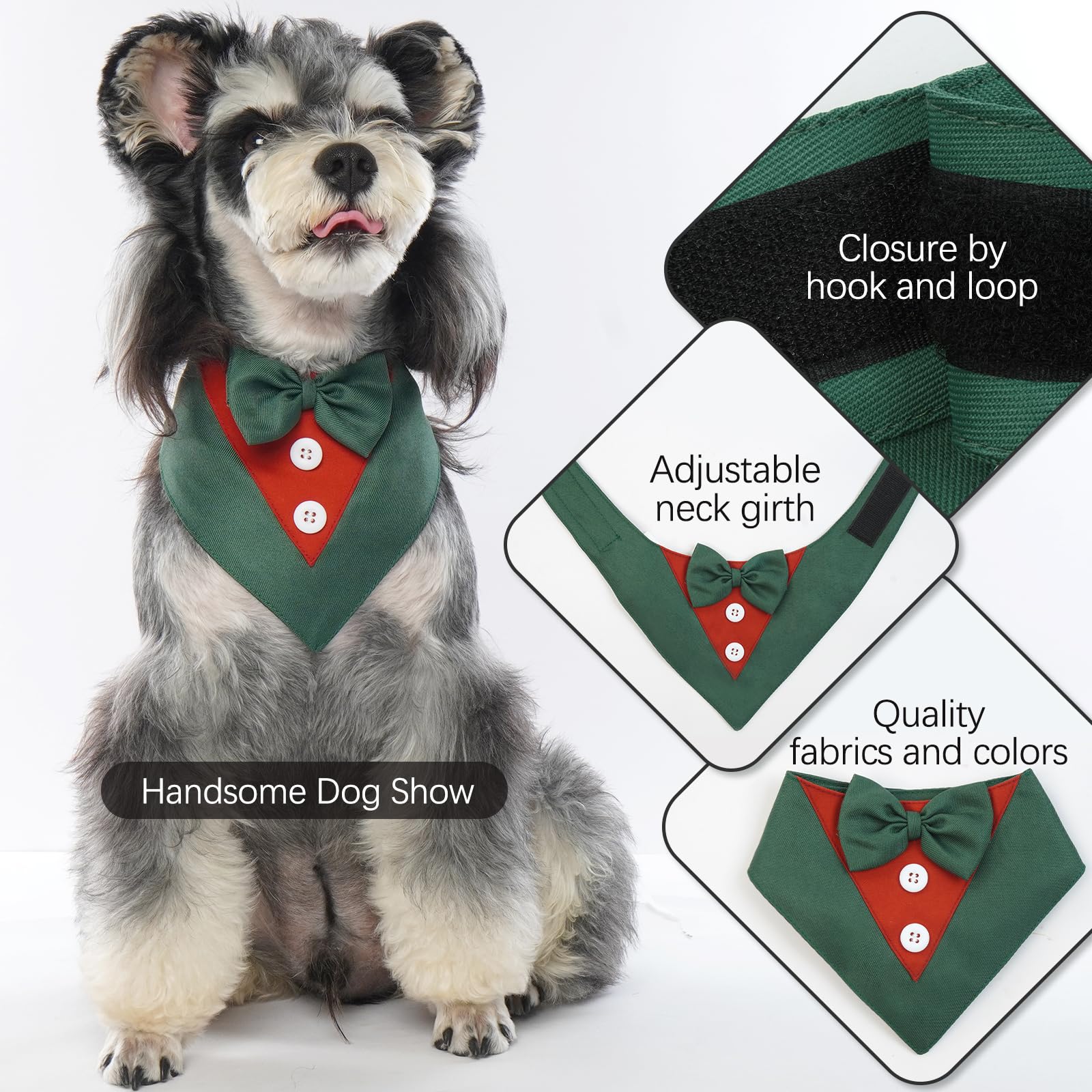FUAMEY Dog Tuxedo Costume with Bow Tie Collar, Adjustable for Small to Large Pets, Ideal for Dog Wedding, Birthday Parties, Vale