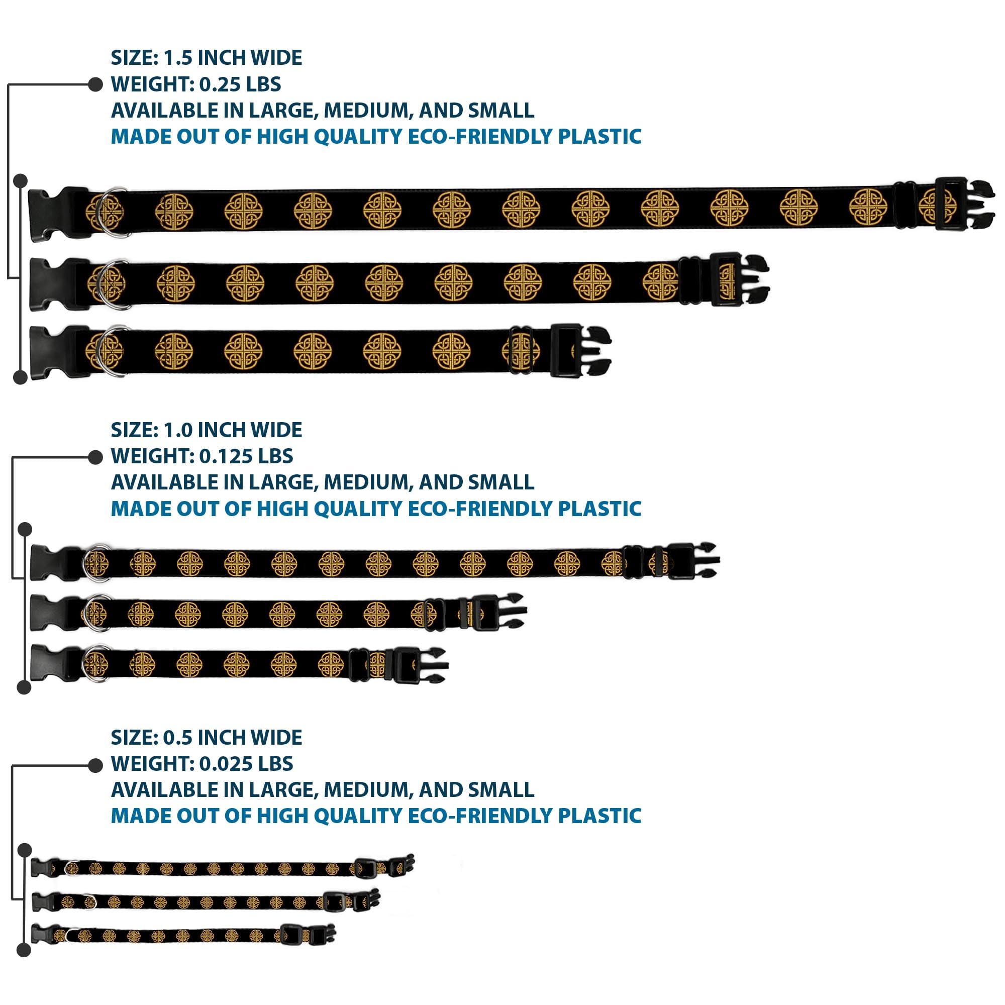 Buckle-Down Plastic Clip Collar - Celtic Knot Black/Burgundy/Gold - 1/2'' Wide - Fits 9-15'' Neck - Large