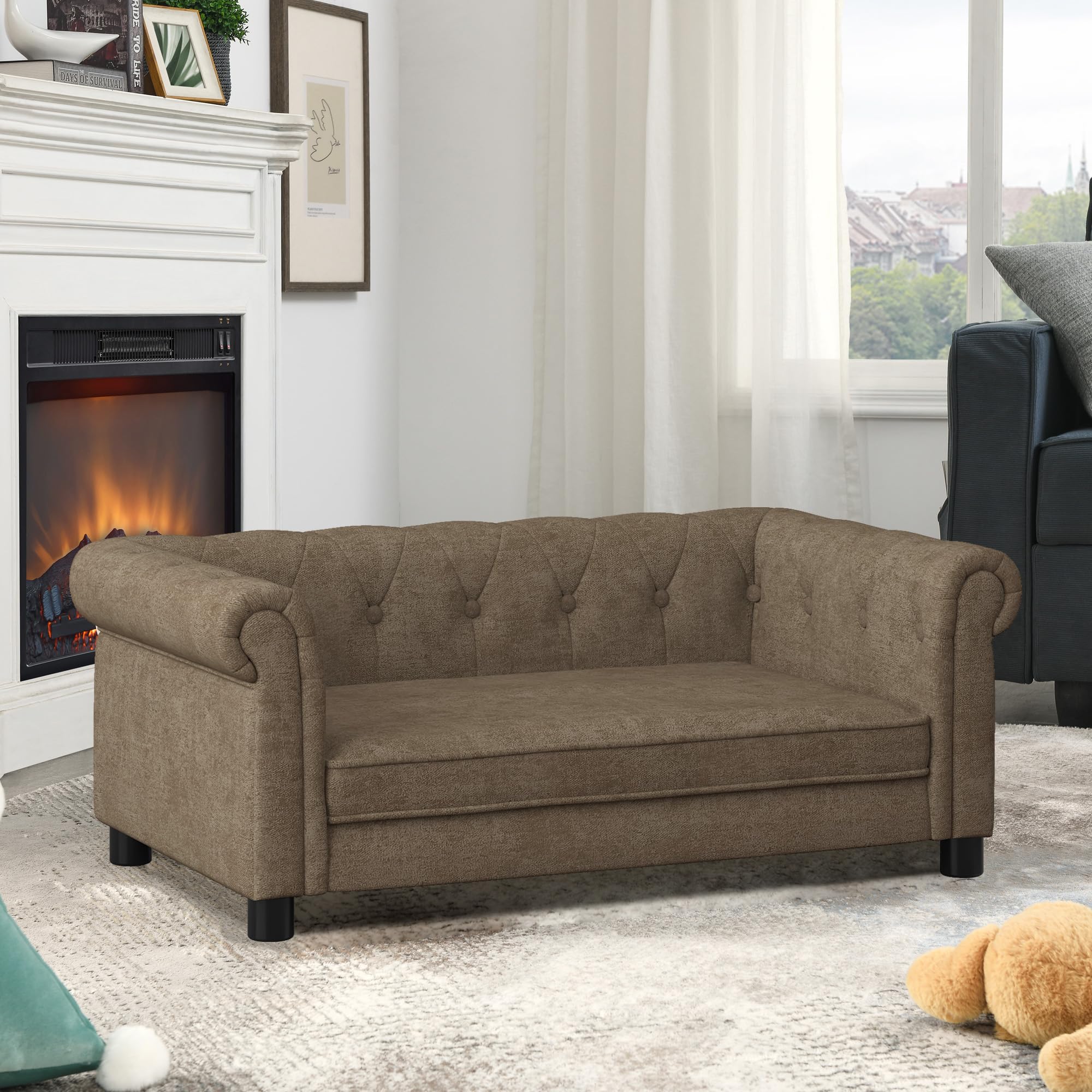 Myeypel 39'' Dog Couch For Large Dogs,Household Dog Sofa With Backrest And Armrests,Pet Couches With Comfortable Fabric Material
