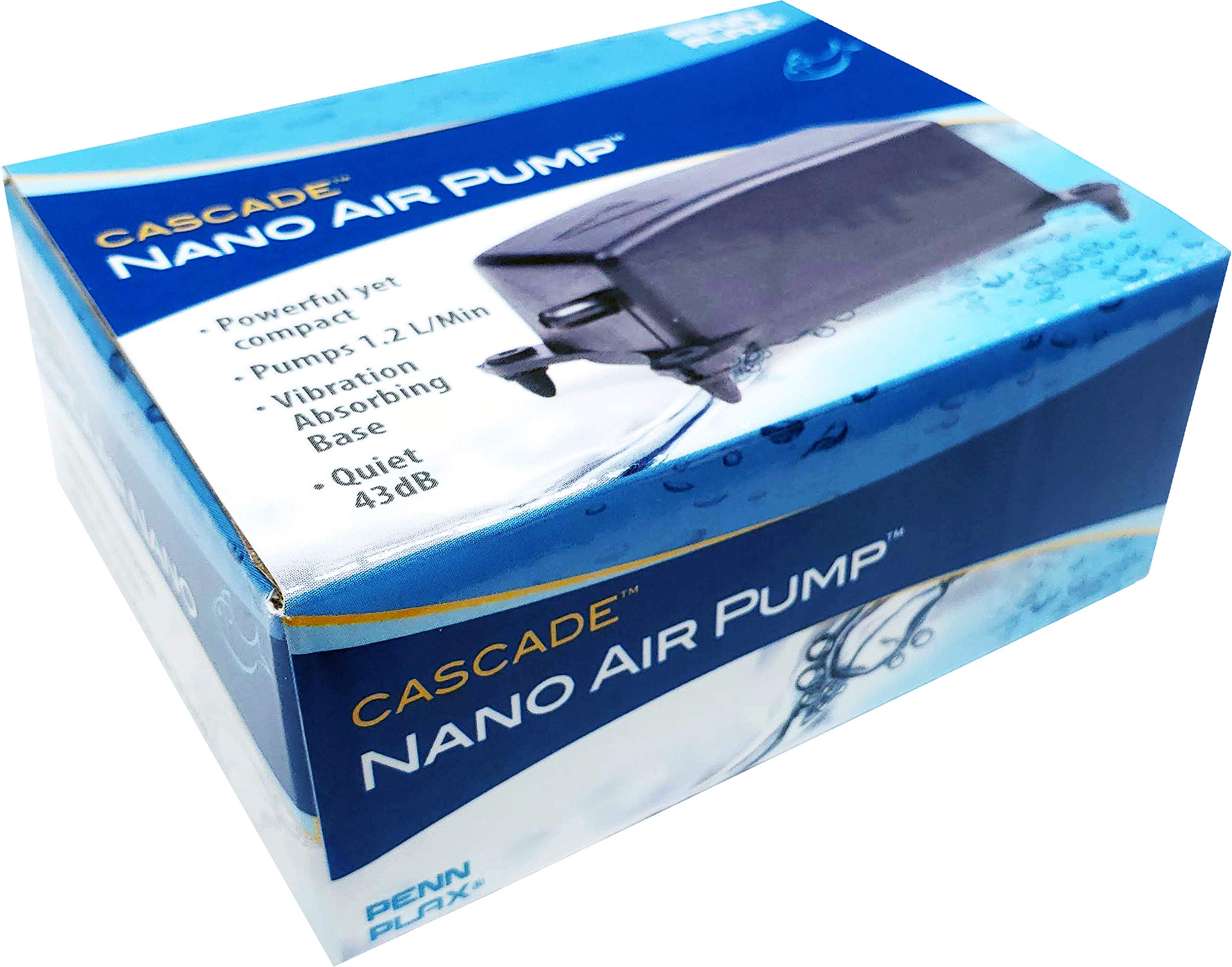 Penn-Plax Cascade Nano Air Pump for Small Aquariums, 1.2 L/Min Flow Rate, Multicolor, Model SAX7