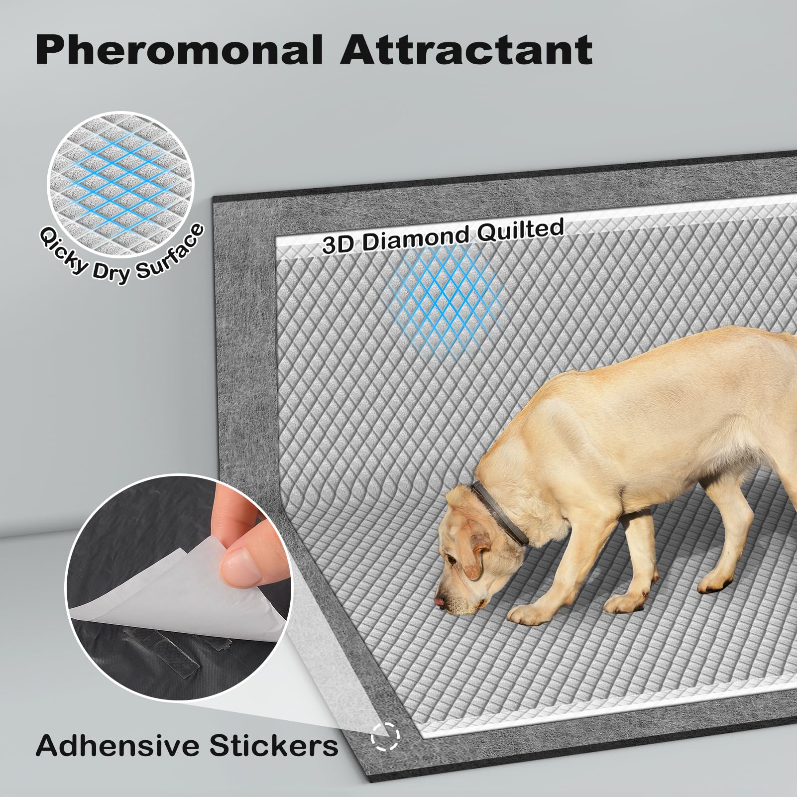 MIZOK XXL Charcoal Dog Pee Pads, 30"x36", Extra Absorbent, Leak-Proof, 35 Count, Black